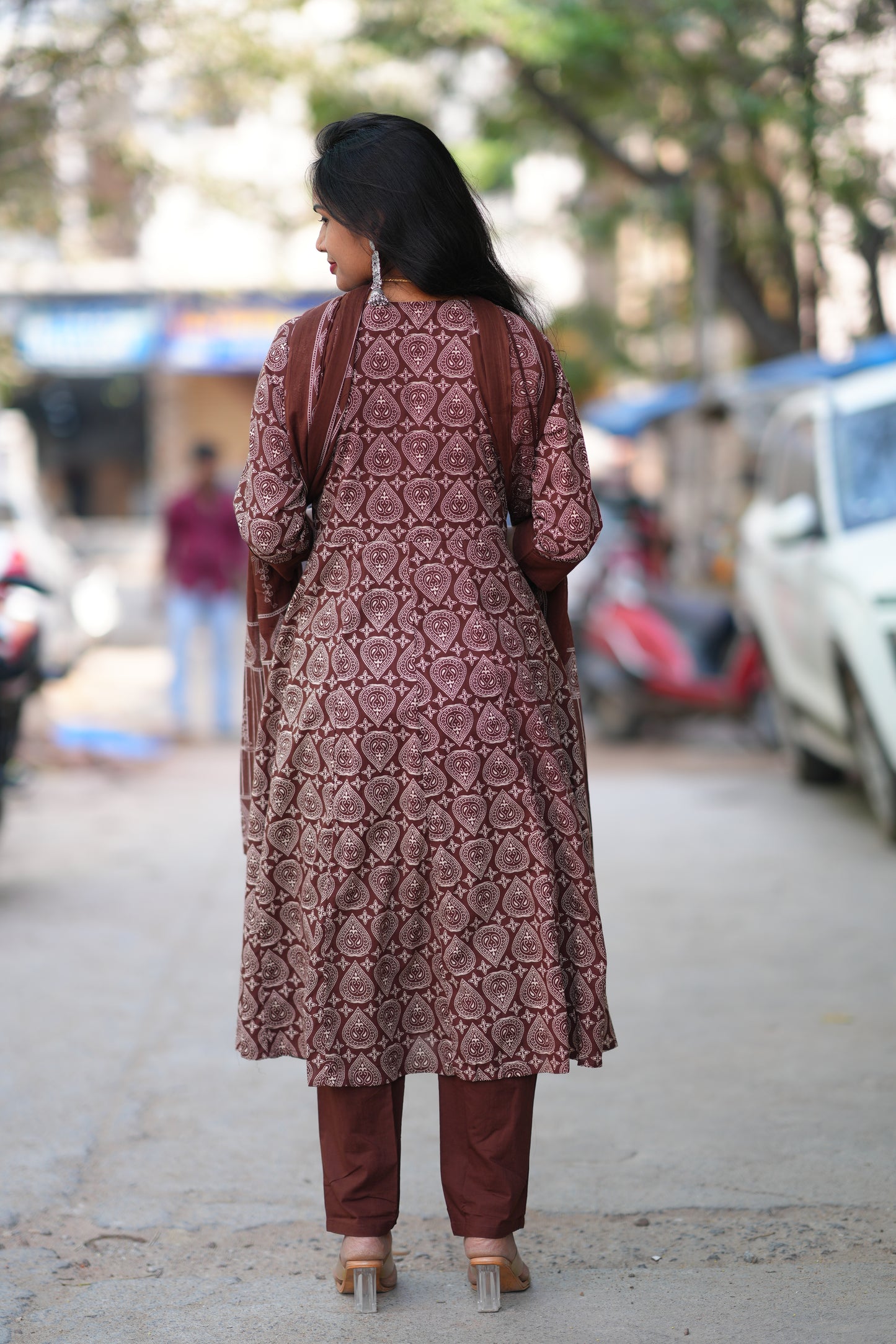 Brown Color Jaipur Cotton 3 Piece Set With Complete Lining