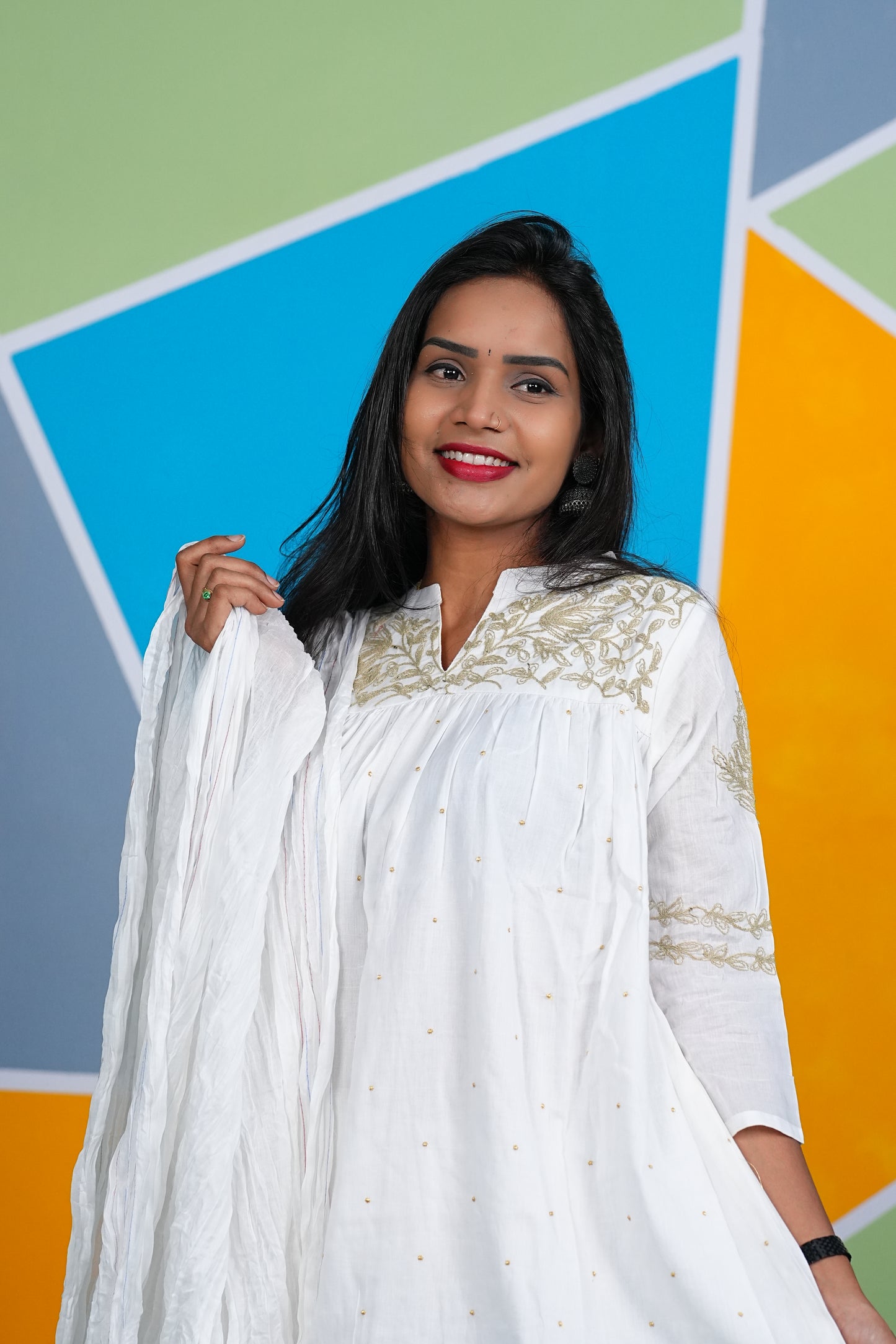 White Color Office Wear 3 Piece Set With Complete Lining
