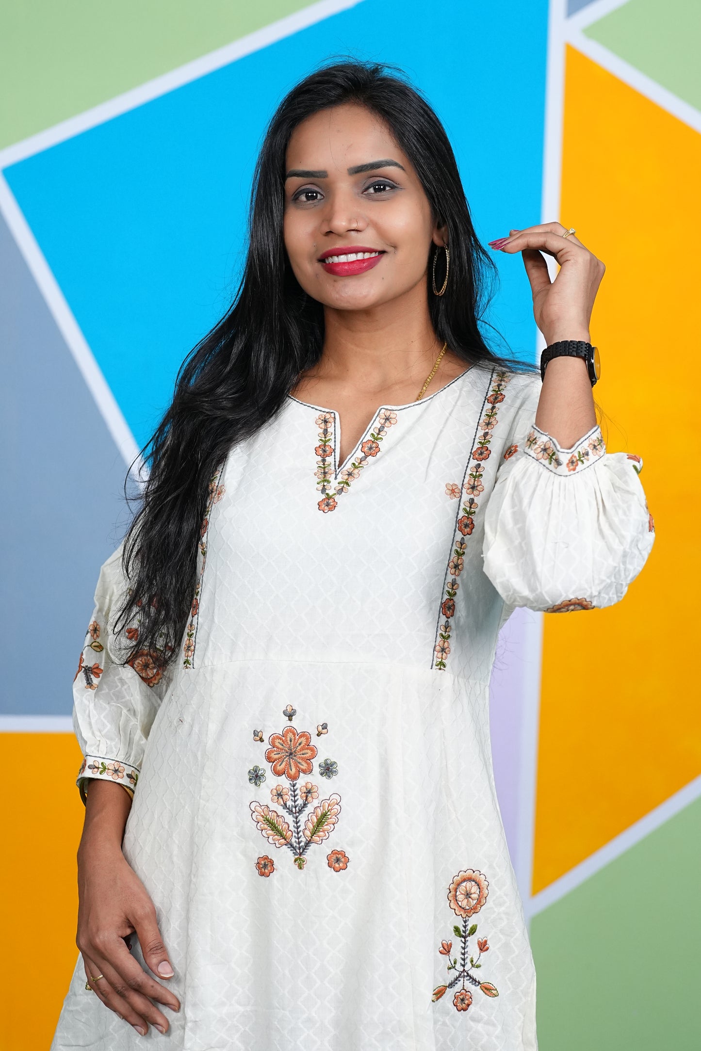 White Color Party Wear Maxi With Thread Embriodary work and Complete Lining
