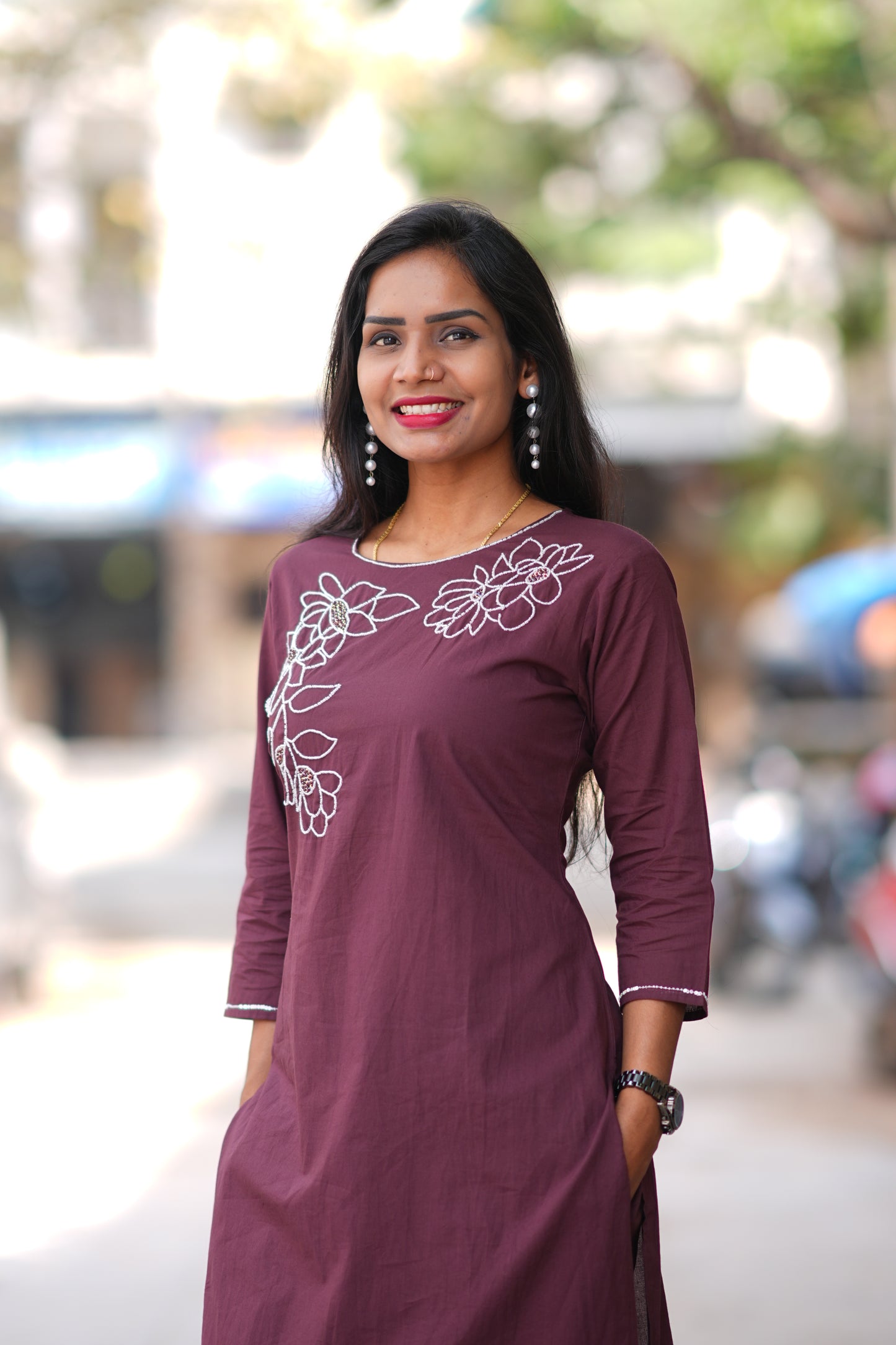 Wine Color 92.5 Threads Jaipur Cotton Designer Cordset
