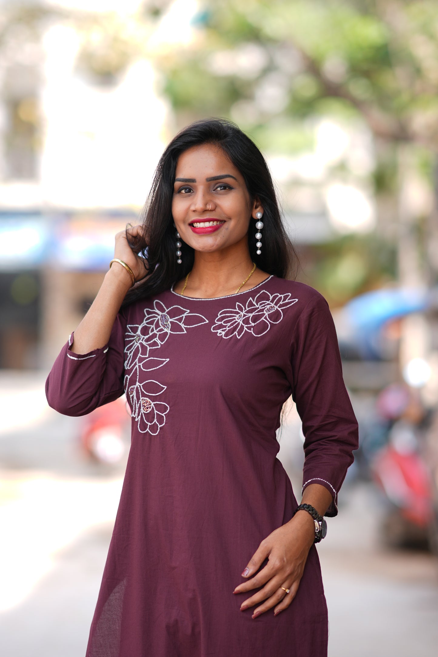 Wine Color 92.5 Threads Jaipur Cotton Designer Cordset