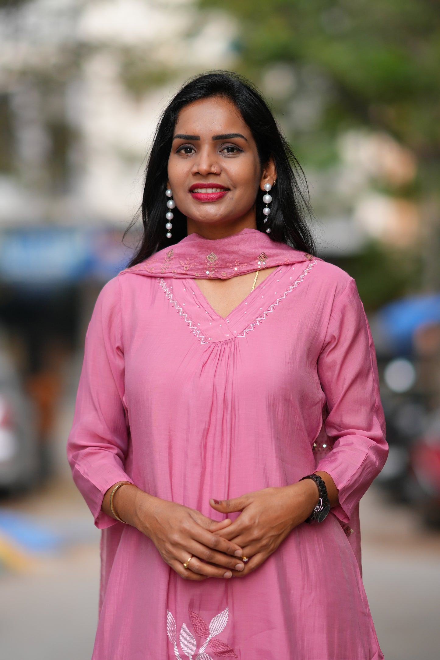 Pink Color Mul Chanderi 3 Piece set With Embroidery Work and Complete Lining