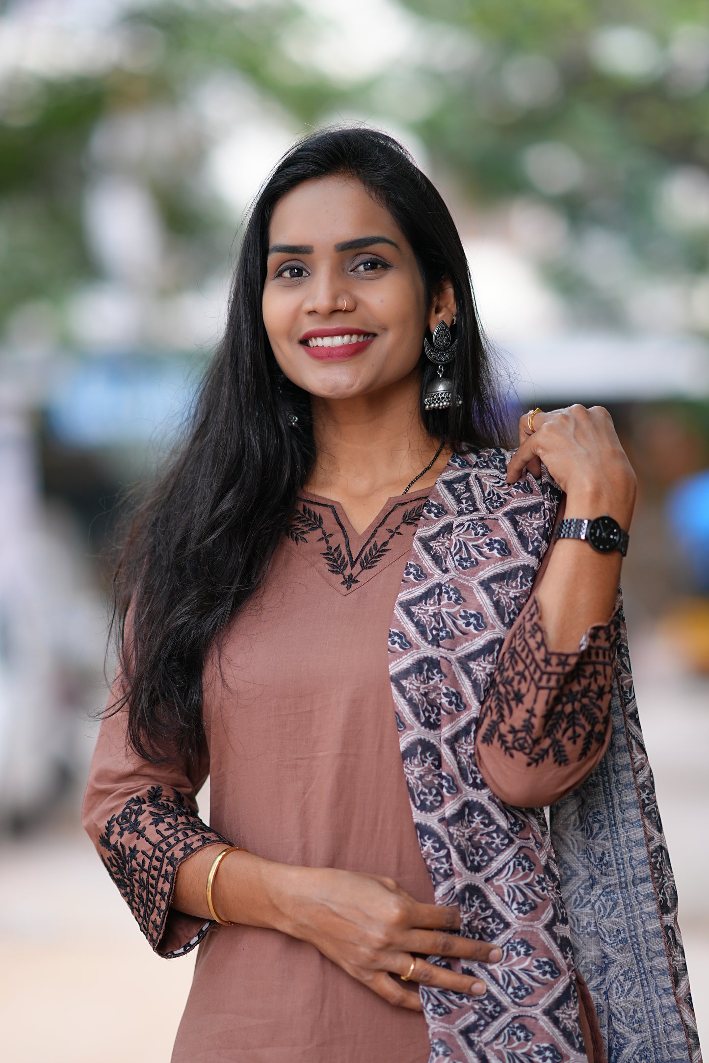Brown Color Jaipur Cotton 3 Piece Set With Complete Lining