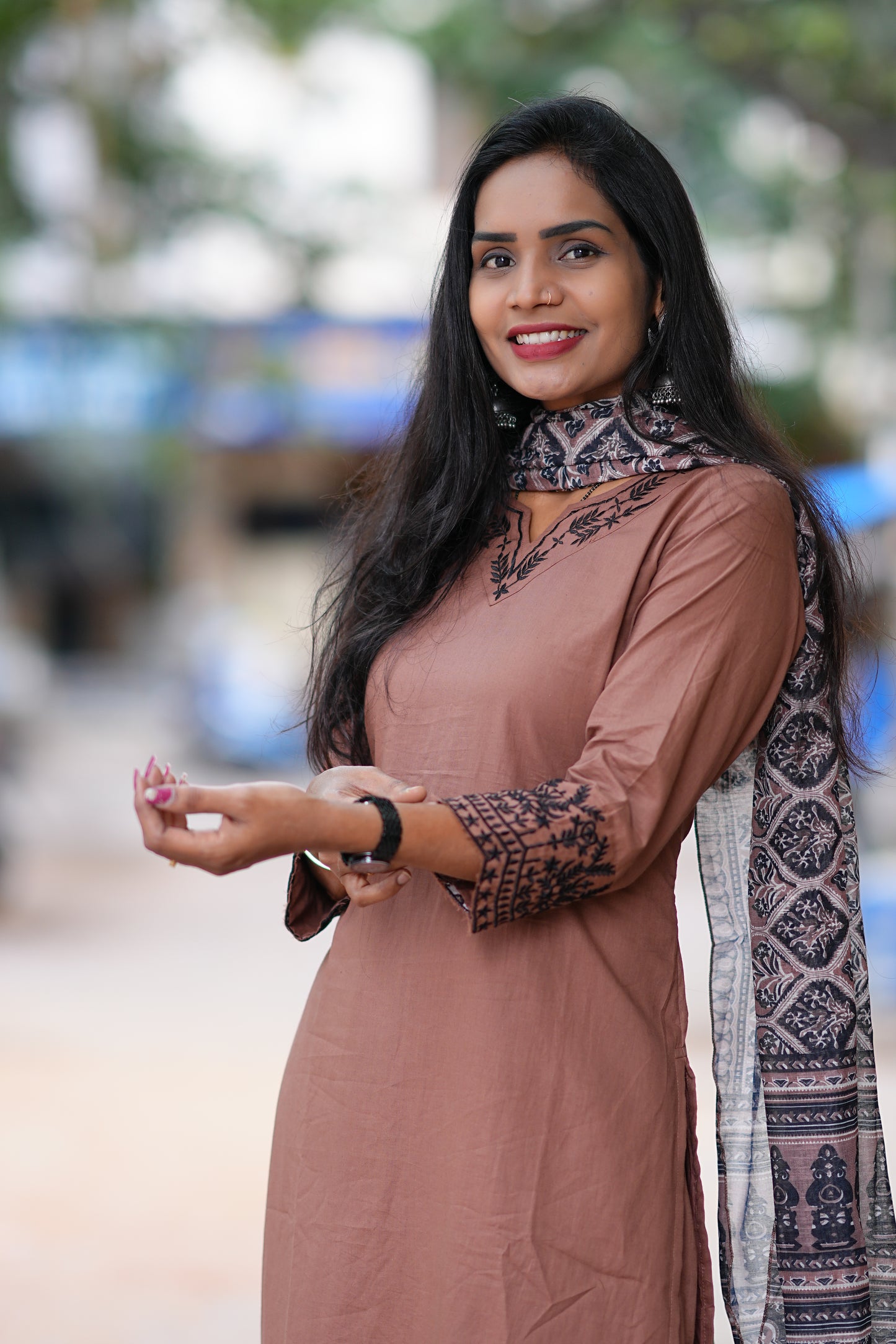 Jaipur Cotton Brown Color Office Wear 3 Piece Set With Lining
