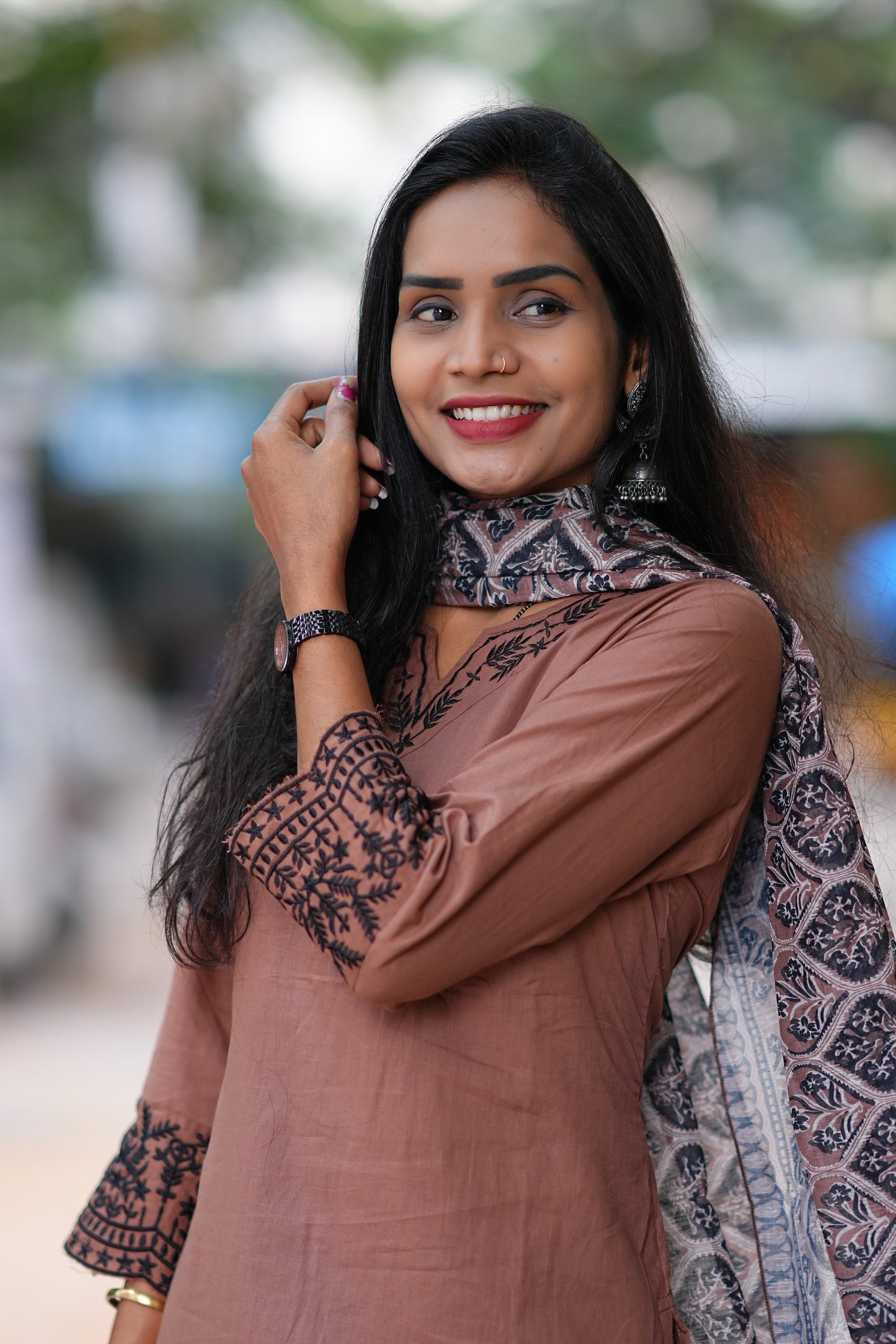 Brown Color Jaipur Cotton 3 Piece Set With Complete Lining