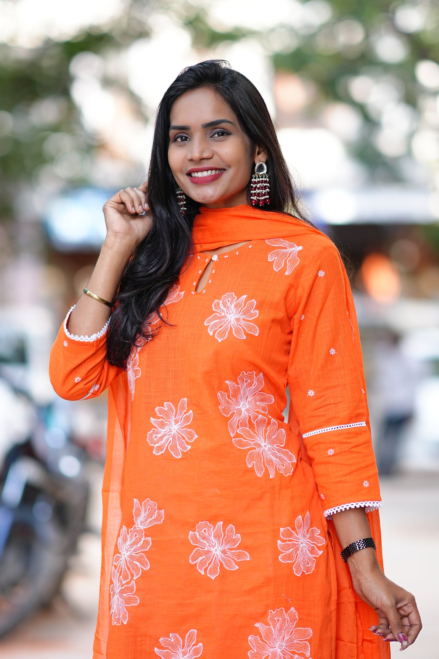 Pure Jaipur Slub Cotton 3 Piece set With Thread Embroidery Work and Complete Lining