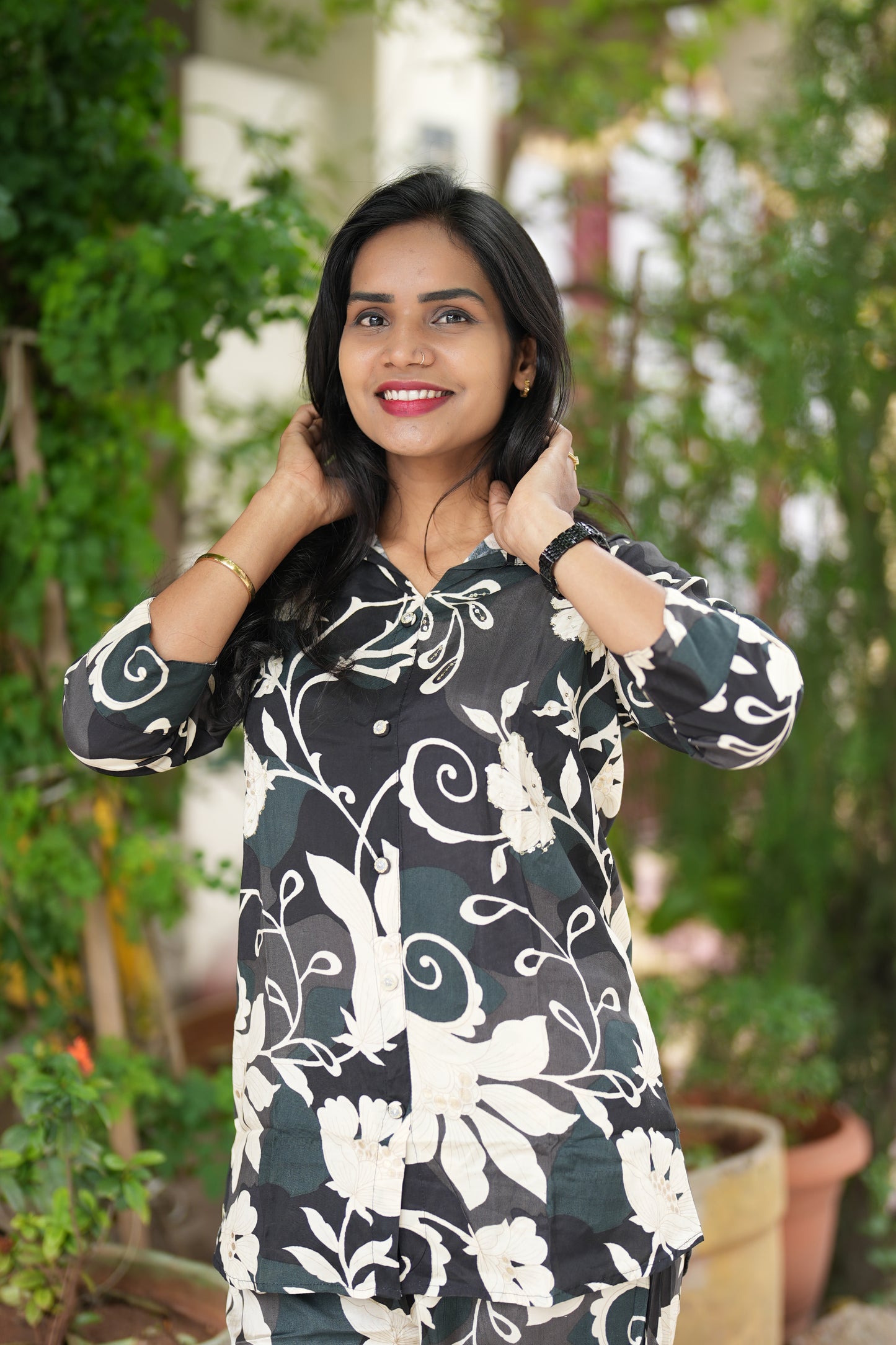 Black Color Pure Lenzing Silk Coord Set