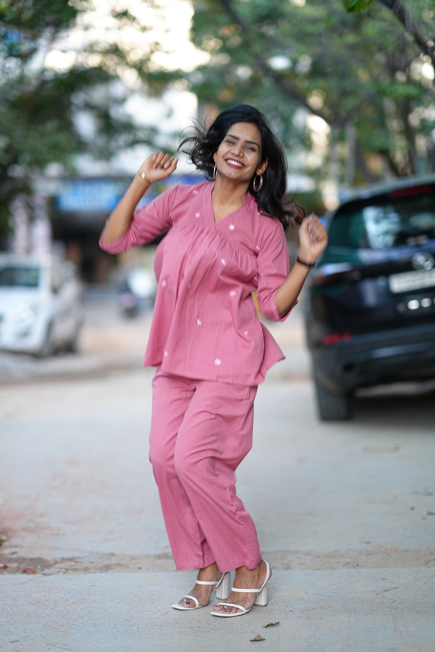 Heavy Cotton Office Wear Coord Set With Embroidery Work