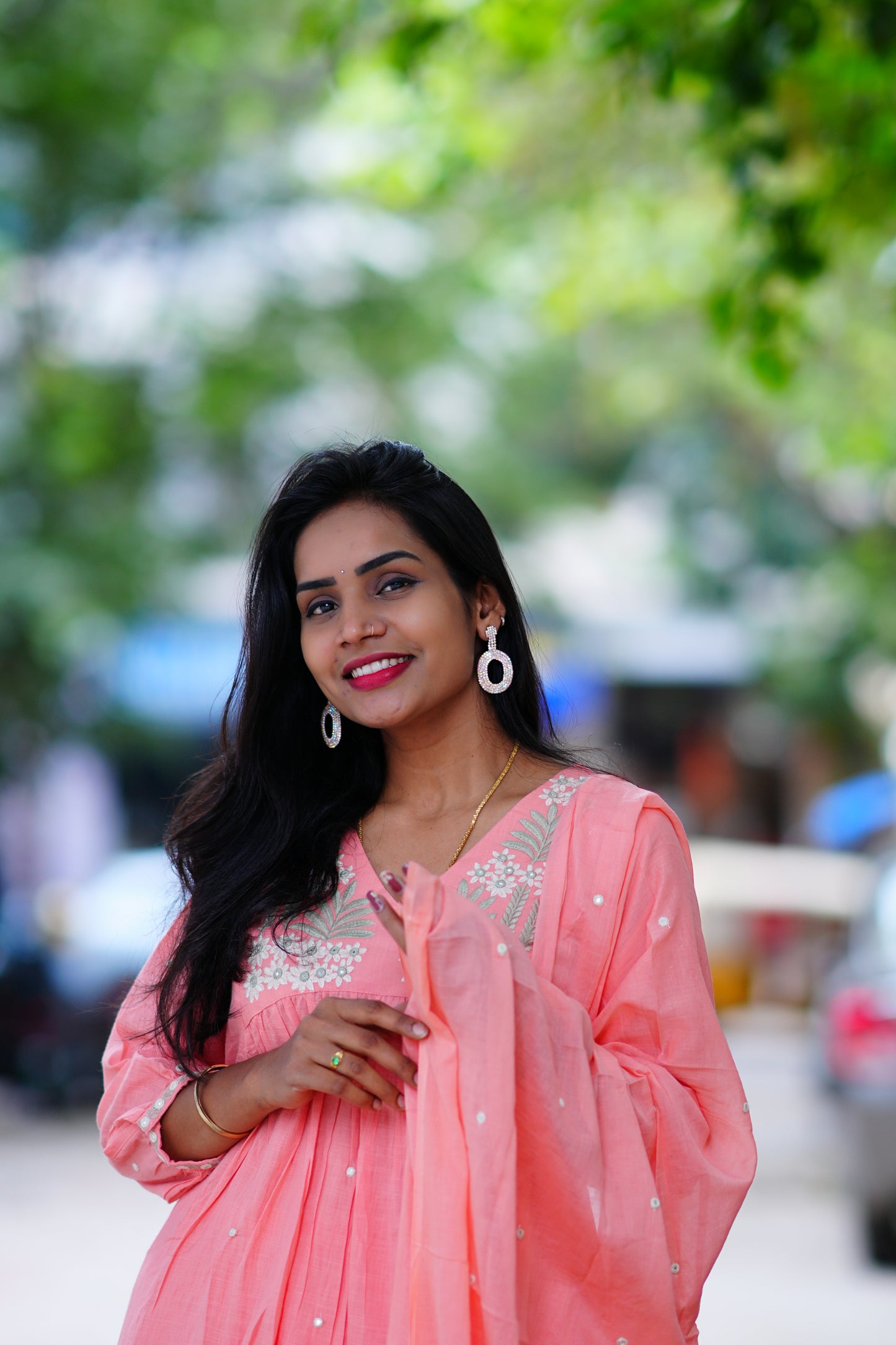 Peach color Jaipur Cotton 3 Piece Set With Complete Lining