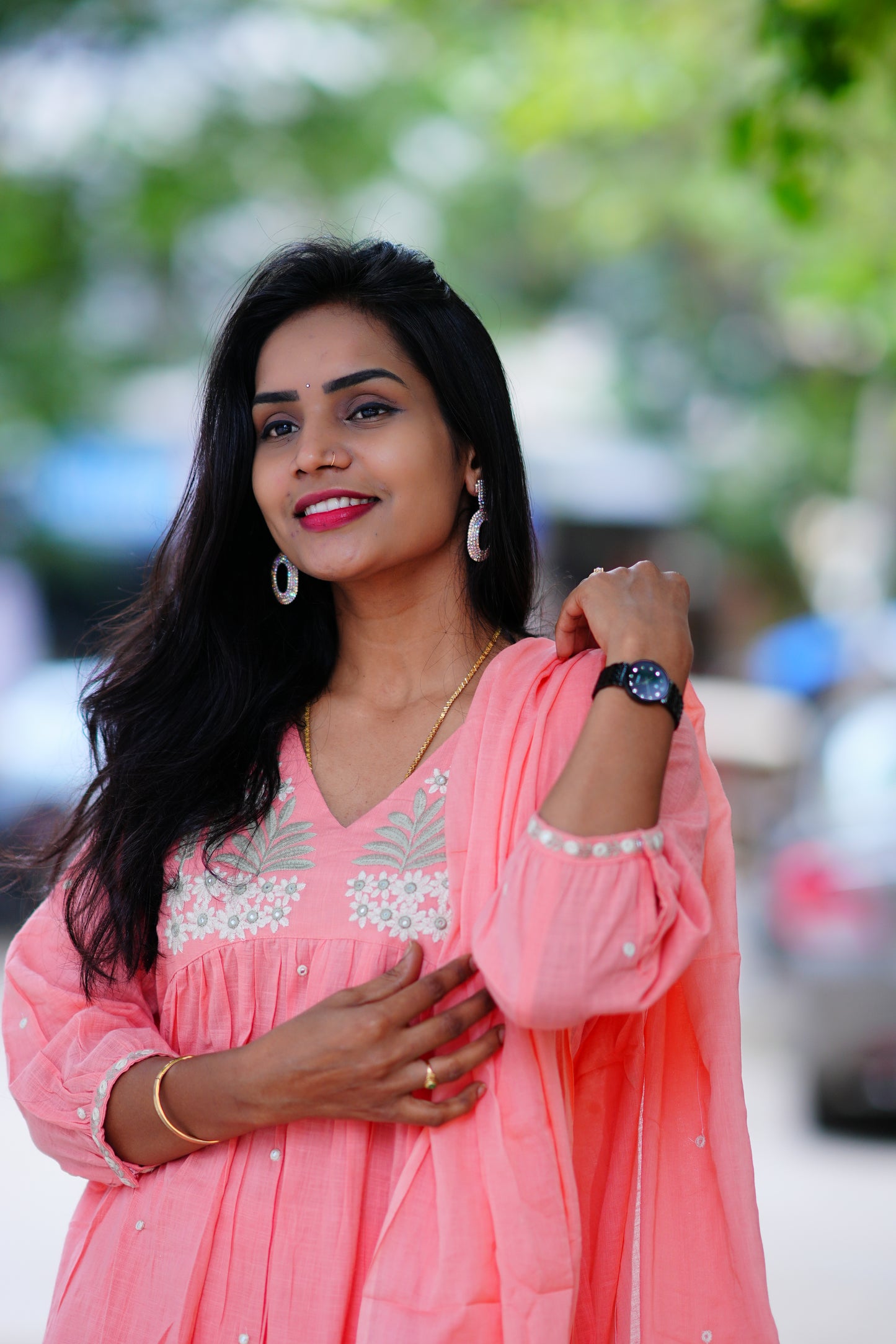 Peach color Jaipur Cotton 3 Piece Set With Complete Lining