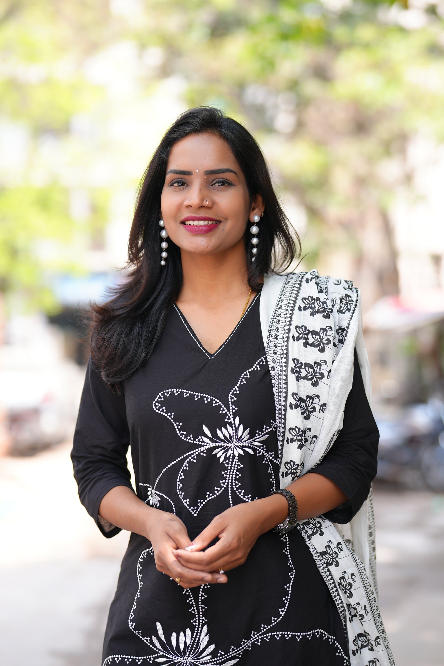 Black Color Jaipur cotton 3 Piece Set with Embroidery work and Complete Lining