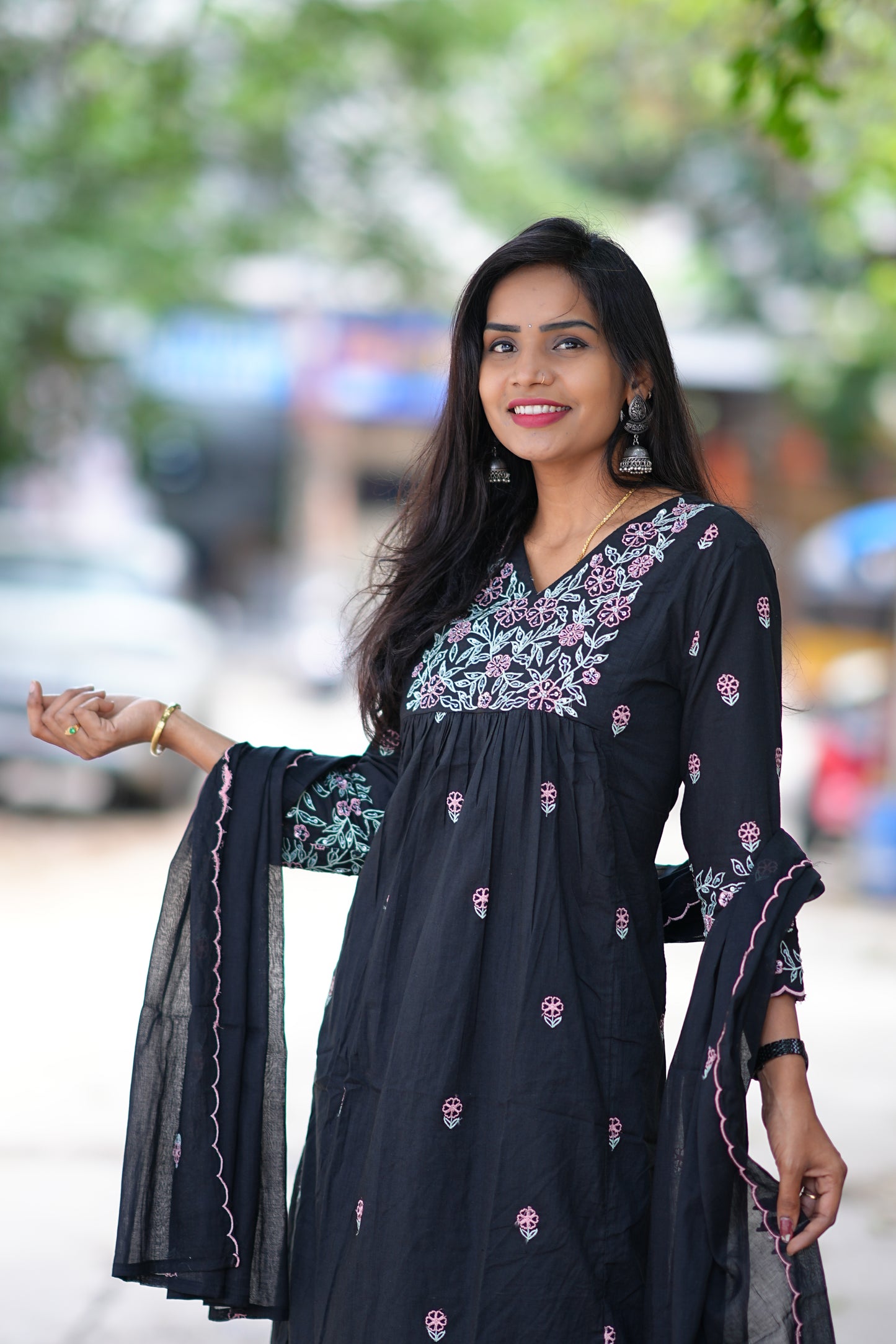 Beautiful Jaipur Cotton 3 Piece Set With Thread Embroidery Work