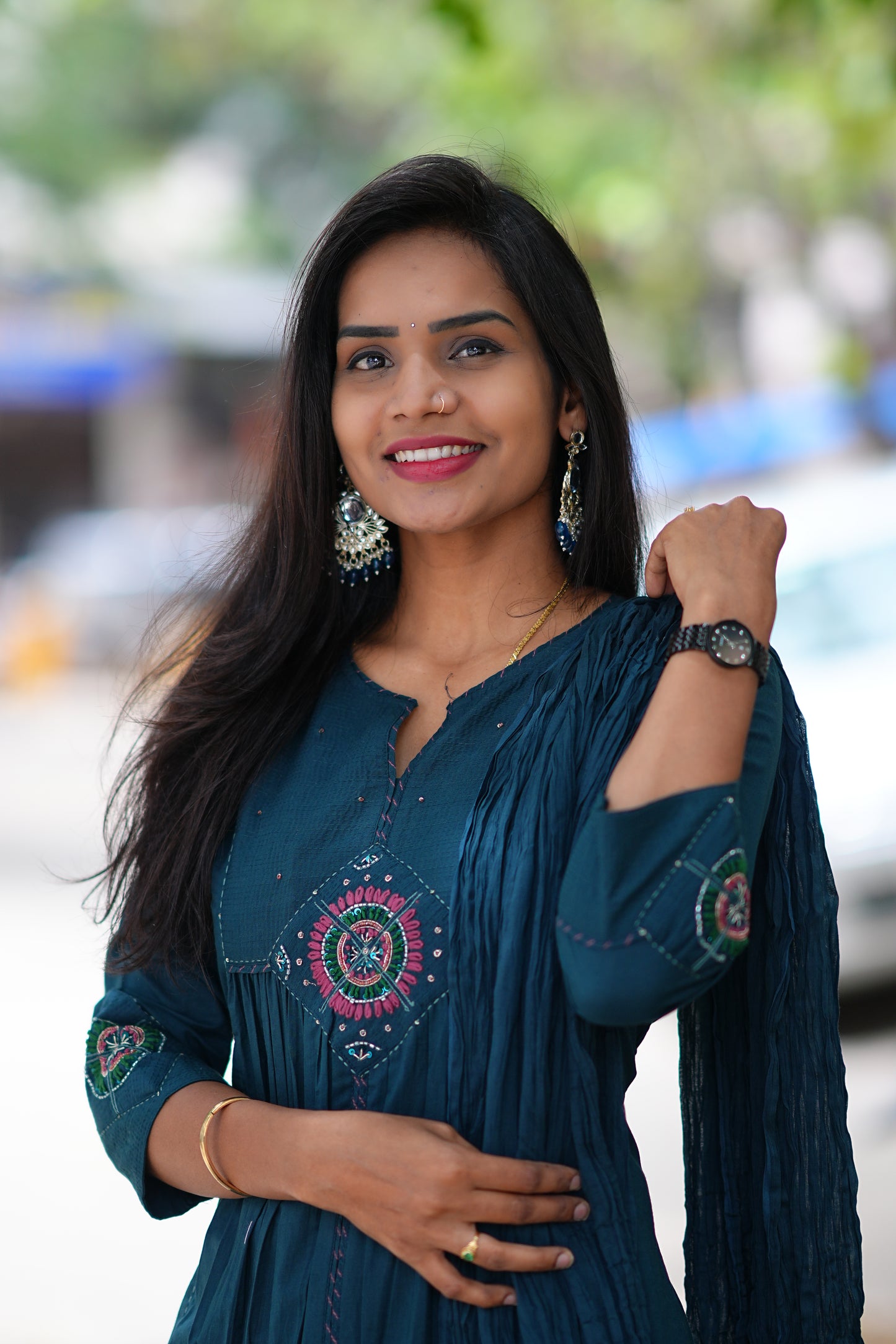 Dark Green Color With Embroidery Work 3 piece Set