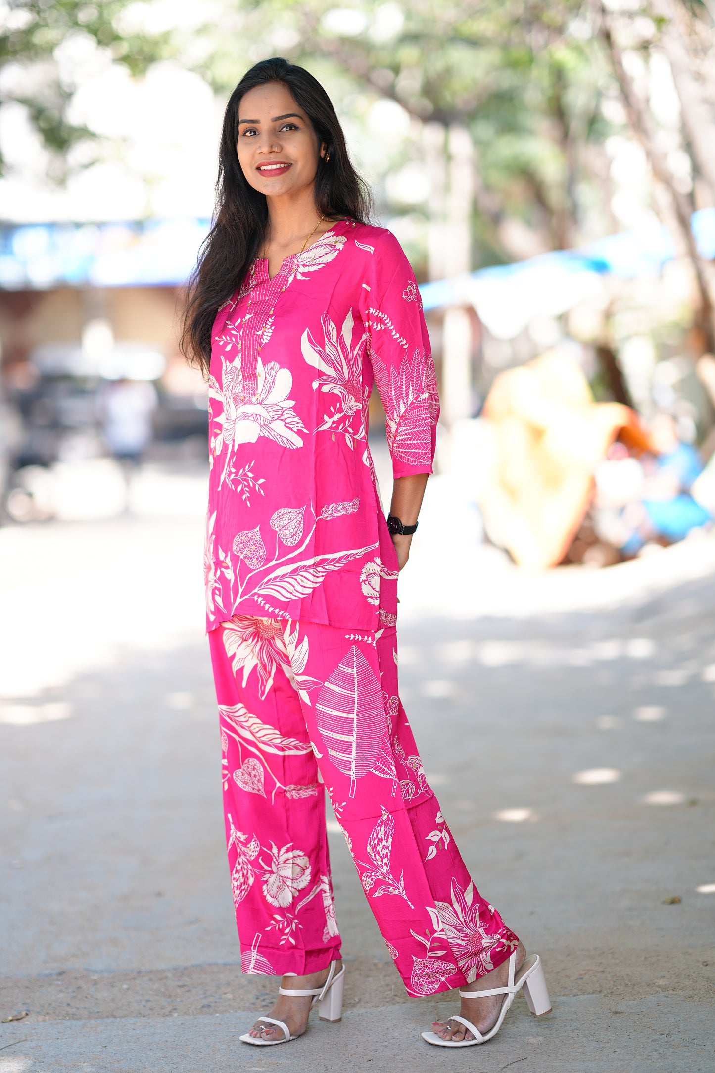 Pink Color Pure Muslin Cordset