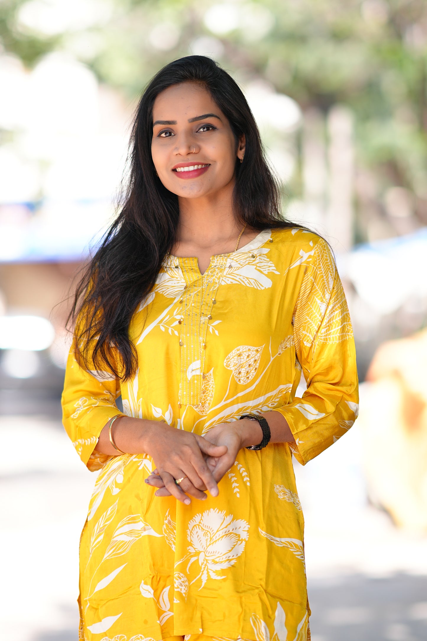 Yellow Color Pure Muslin Cordset