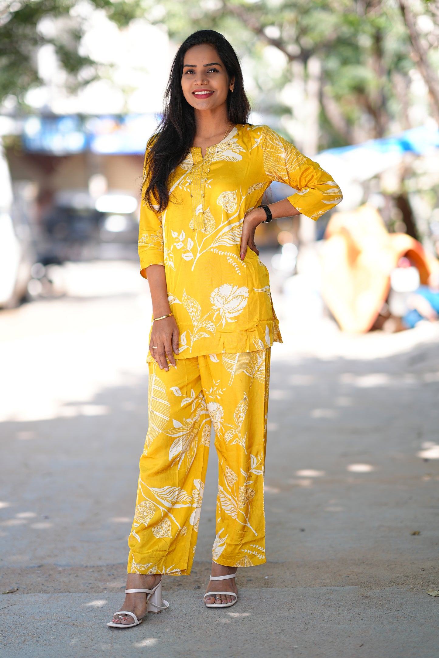 Yellow Color Pure Muslin Cordset