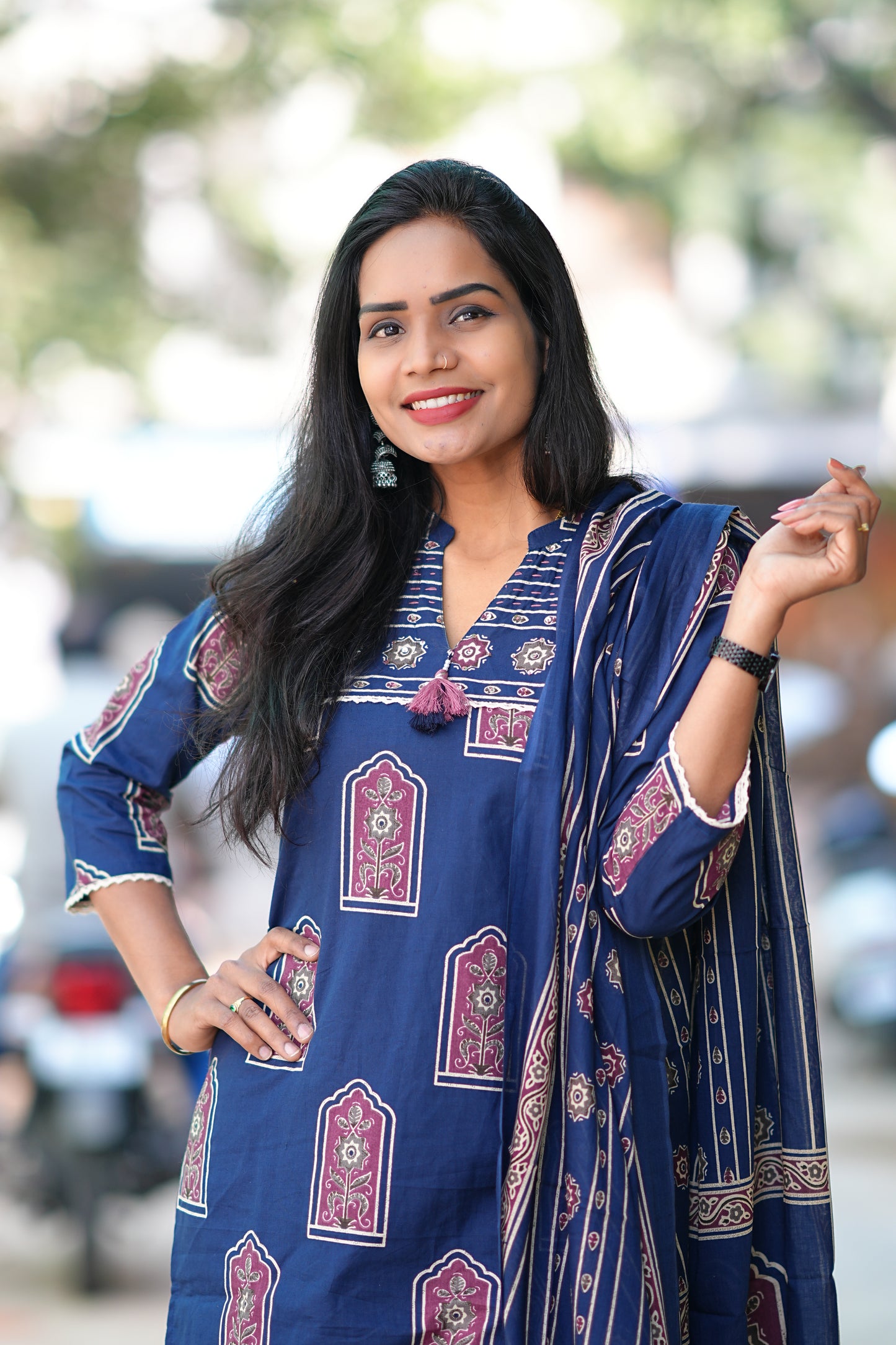 Jaipur Prints Indigo Blue Exclusive office Wear Collection