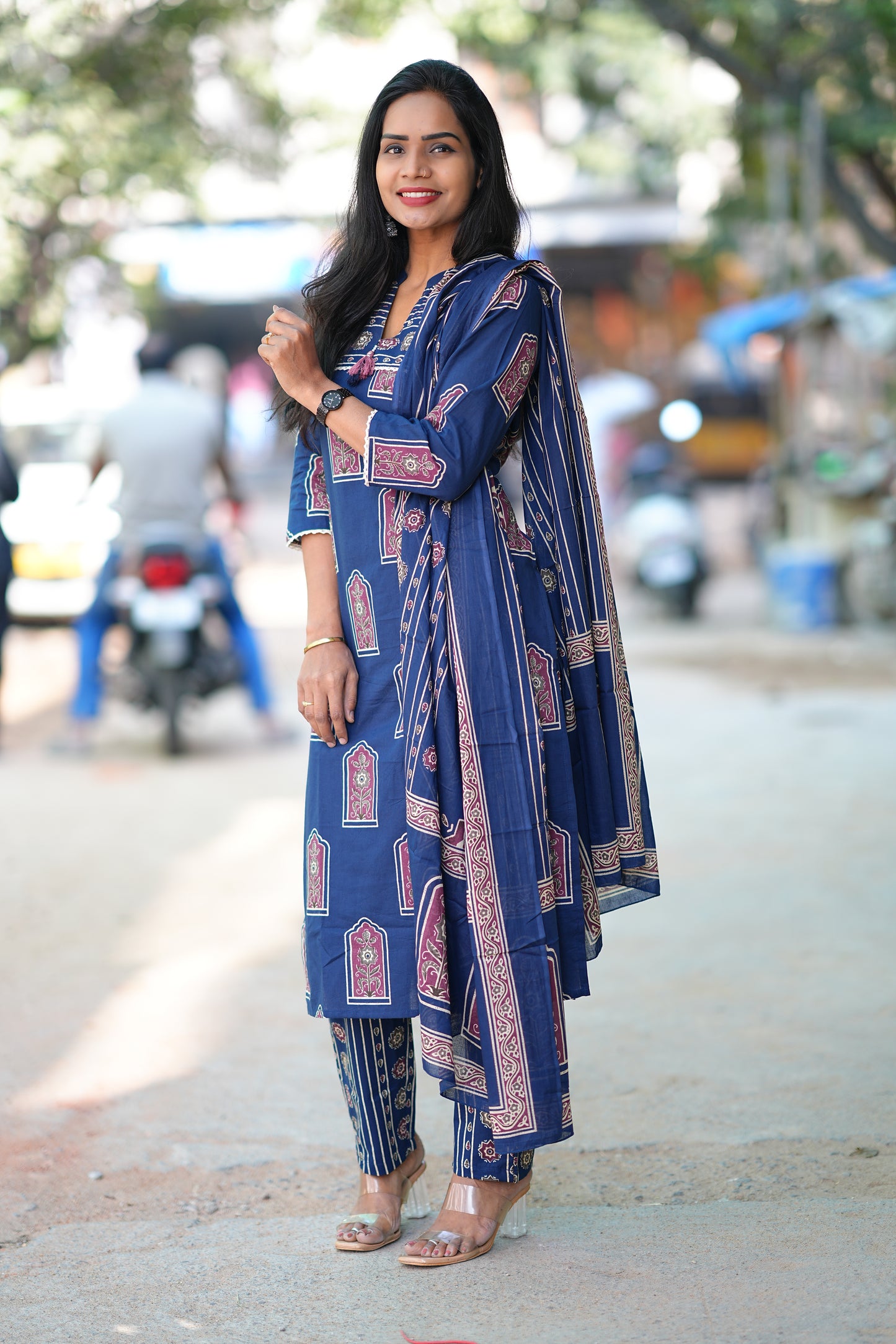 Jaipur Prints Indigo Blue Exclusive office Wear Collection