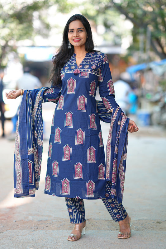 Jaipur Prints Indigo Blue Exclusive office Wear Collection
