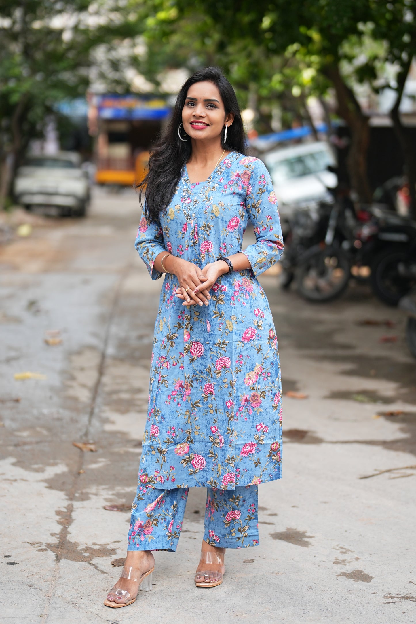 Sky Blue Color Pure Jaipur Cotton Cord Set