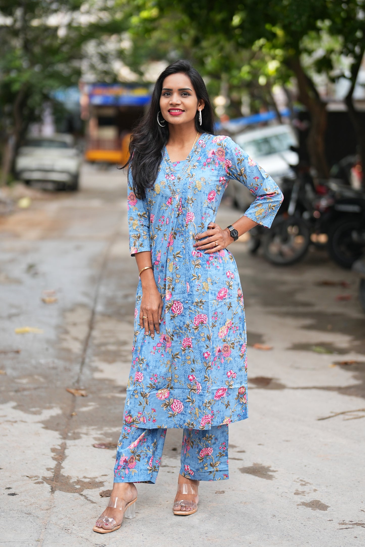 Sky Blue Color Pure Jaipur Cotton Cord Set