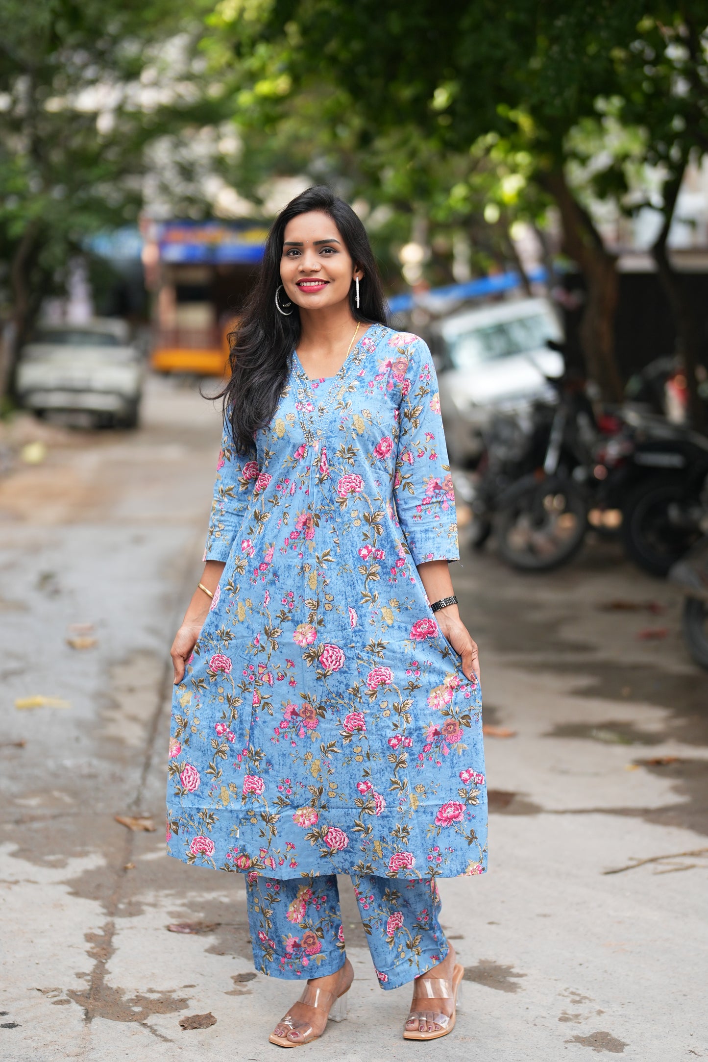 Sky Blue Color Pure Jaipur Cotton Cord Set