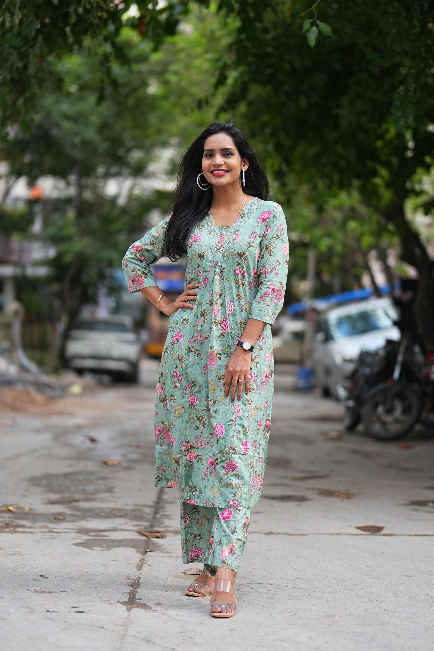 Pista Green Color Pure Jaipur Cotton Cord Set