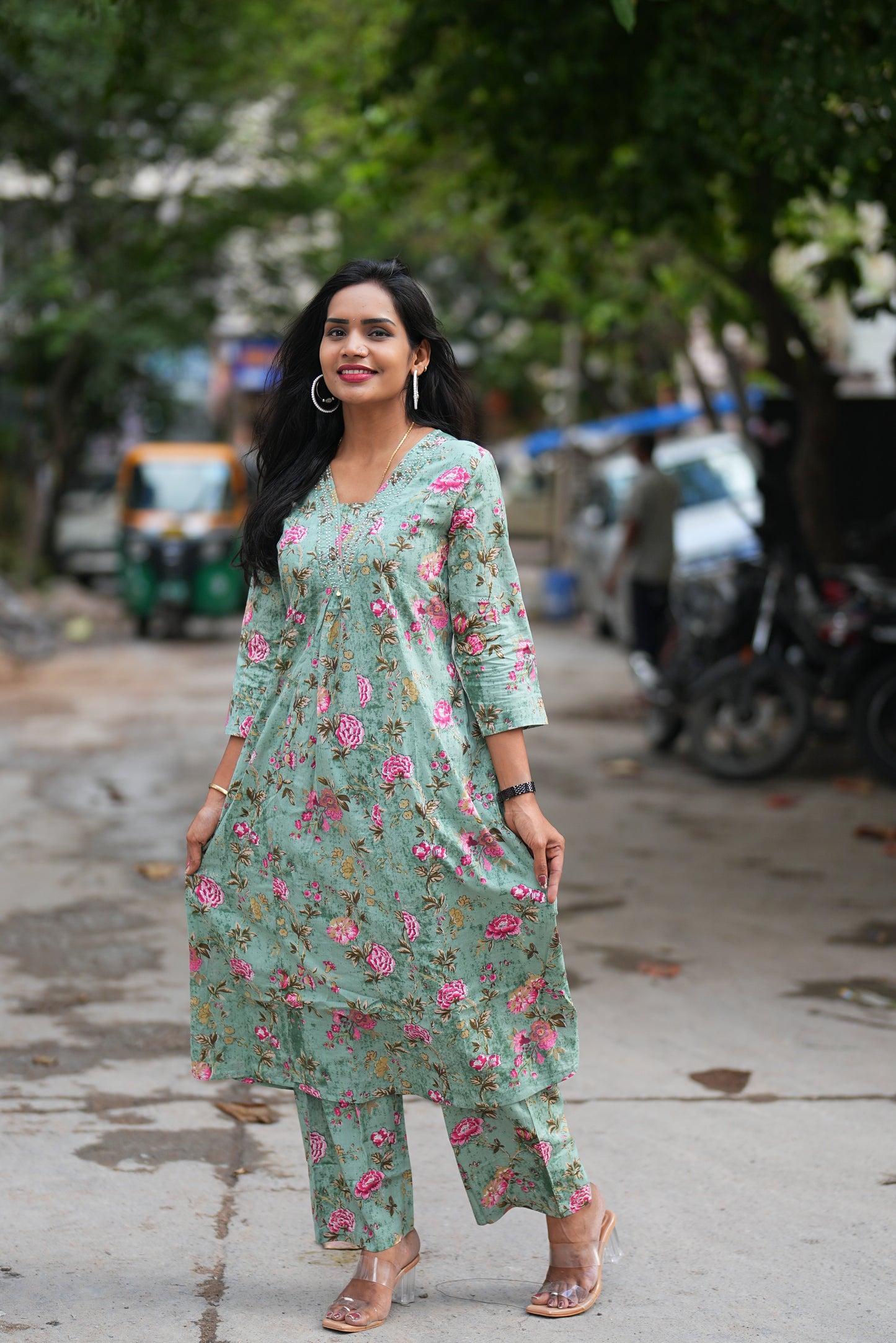 Pista Green Color Pure Jaipur Cotton Cord Set