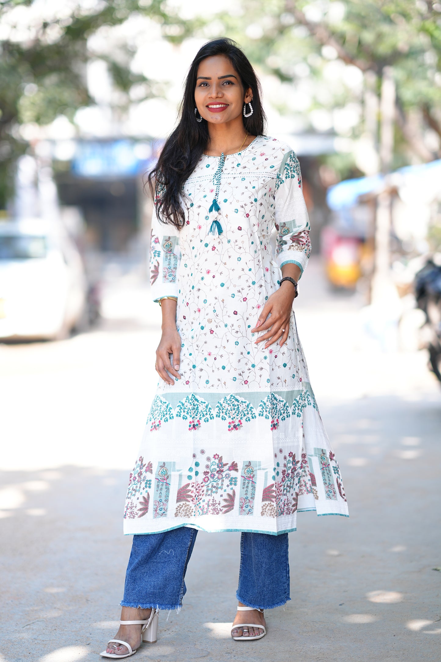 White Color Pure Cotton Single Kurti With Half Lining
