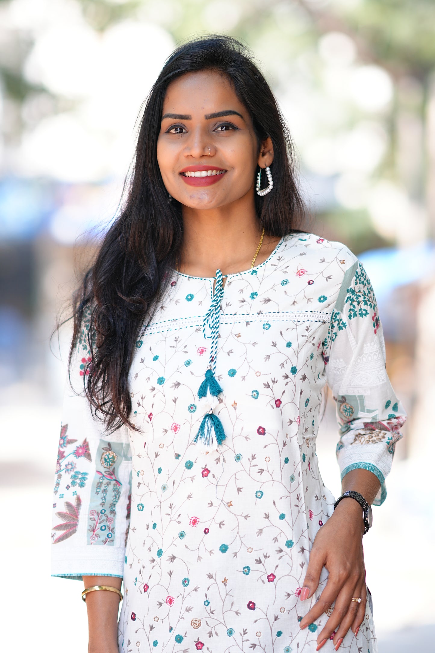 White Color Pure Cotton Single Kurti With Half Lining