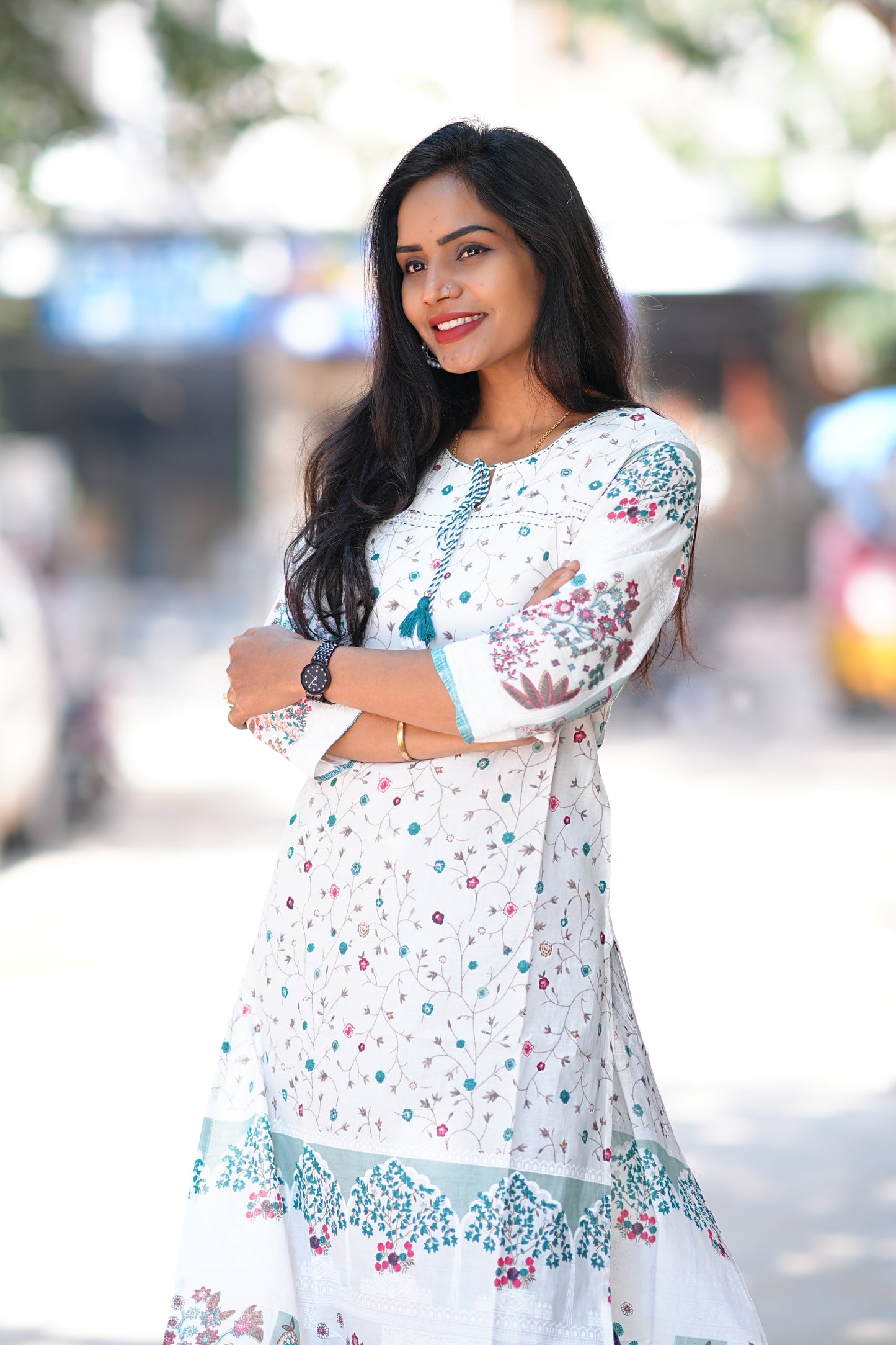 White Color Pure Cotton Single Kurti With Half Lining