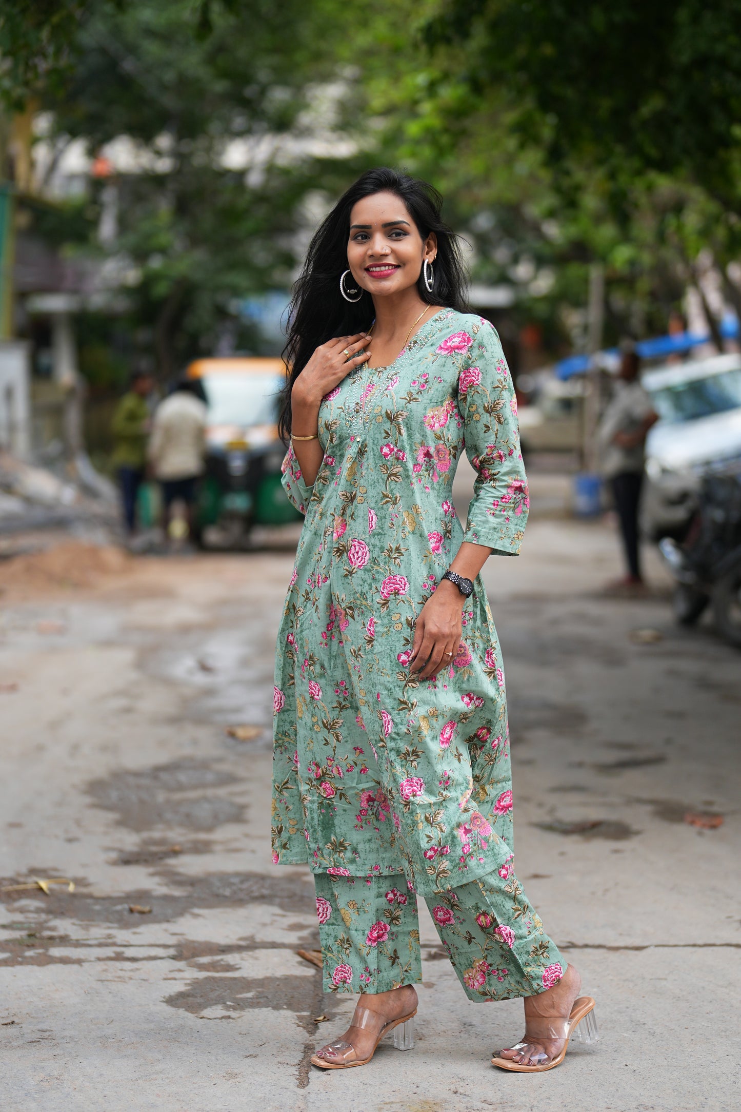 Pista Green Color Pure Jaipur Cotton Cord Set