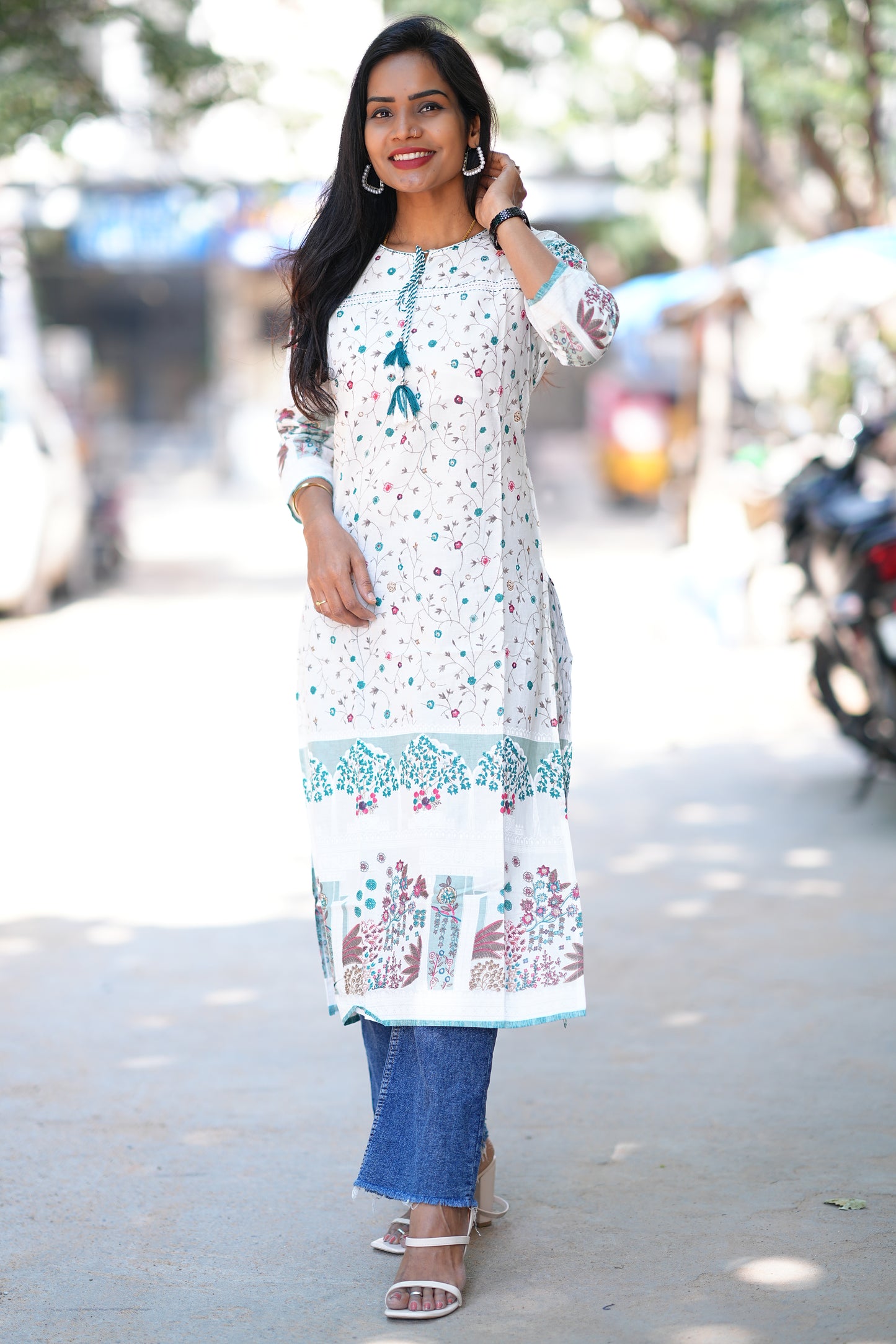 White Color Pure Cotton Single Kurti With Half Lining