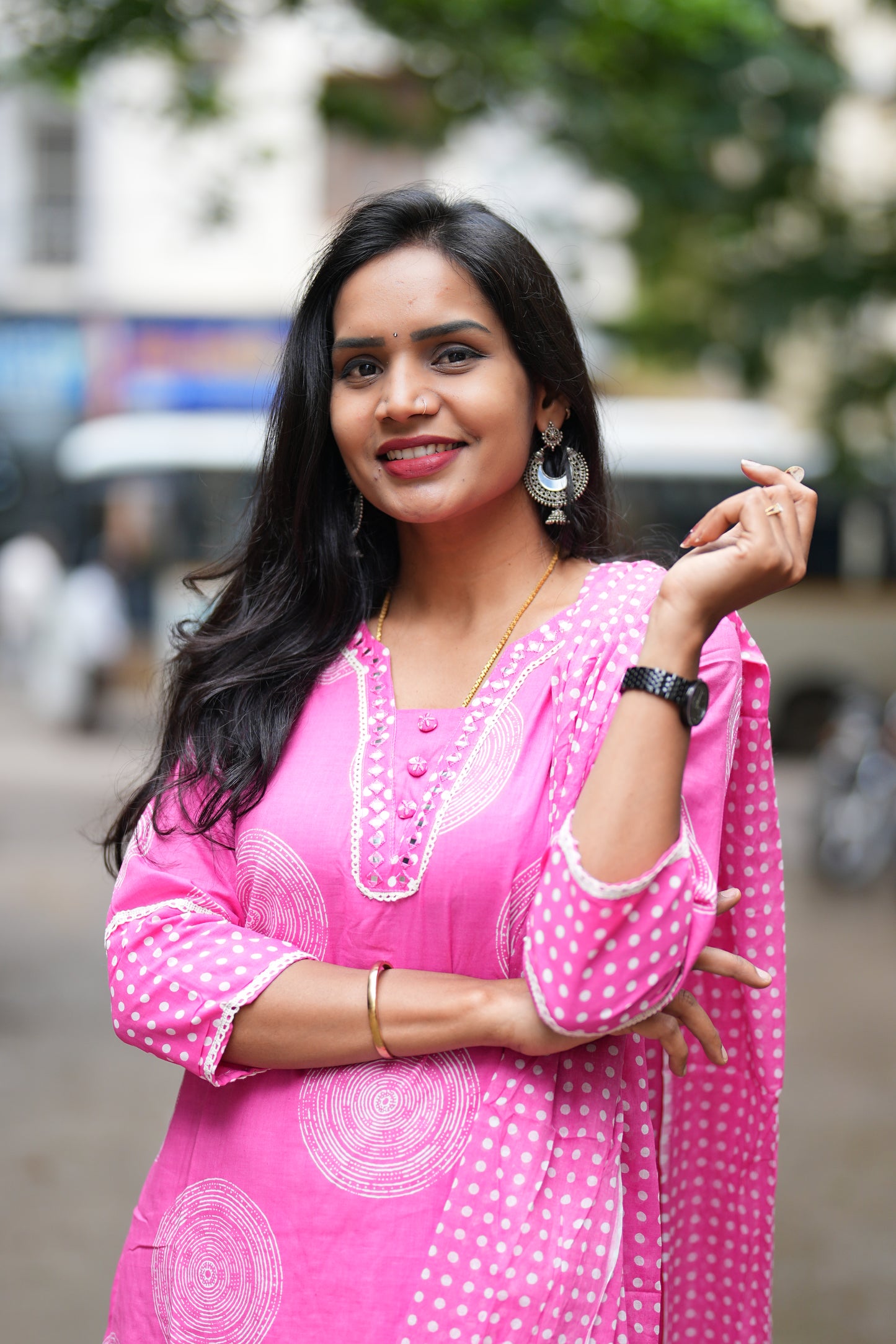 Baby Pink Jaipur Cotton Office Wear 3 Piece Set With Complete Lining