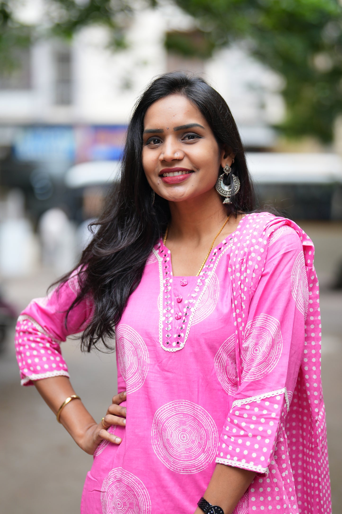 Baby Pink Jaipur Cotton Office Wear 3 Piece Set With Complete Lining