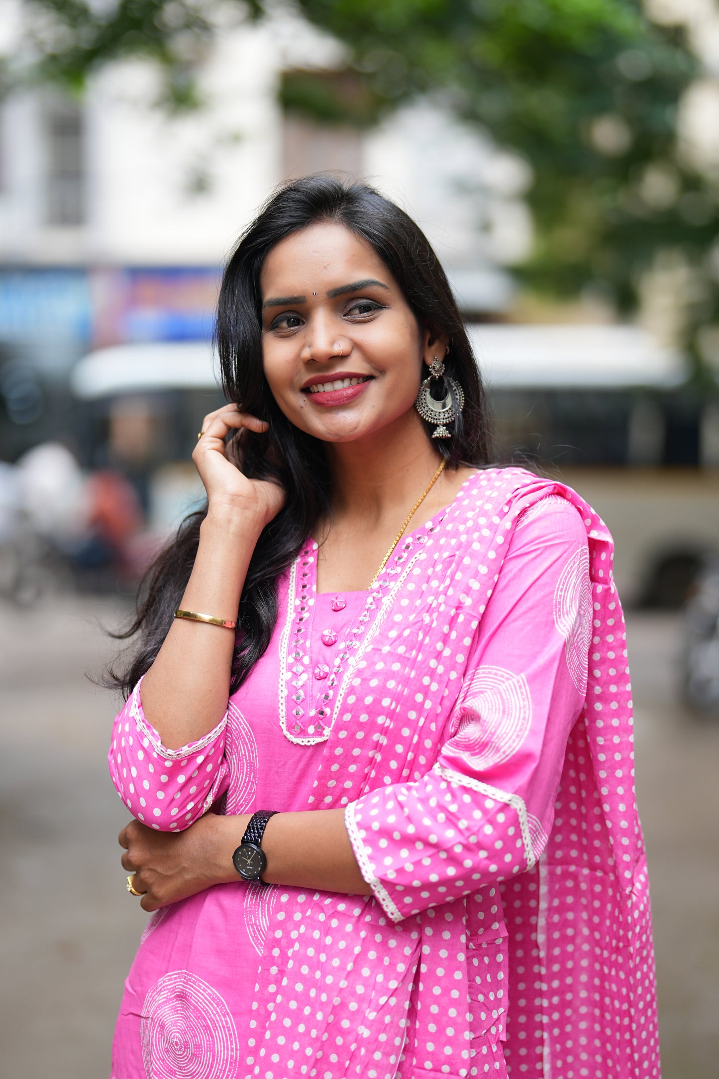 Baby Pink Jaipur Cotton Office Wear 3 Piece Set With Complete Lining