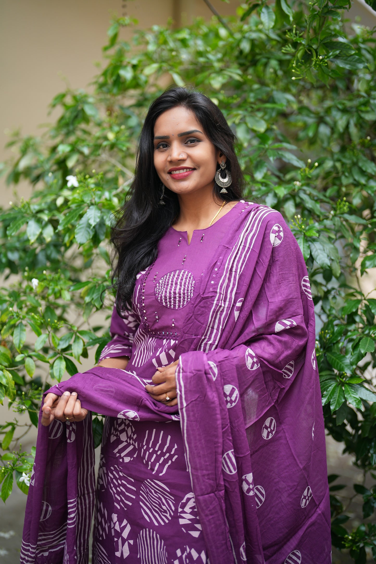 Wine Color Jaipur Cotton Office Wear 3 Piece Set With Complete Lining