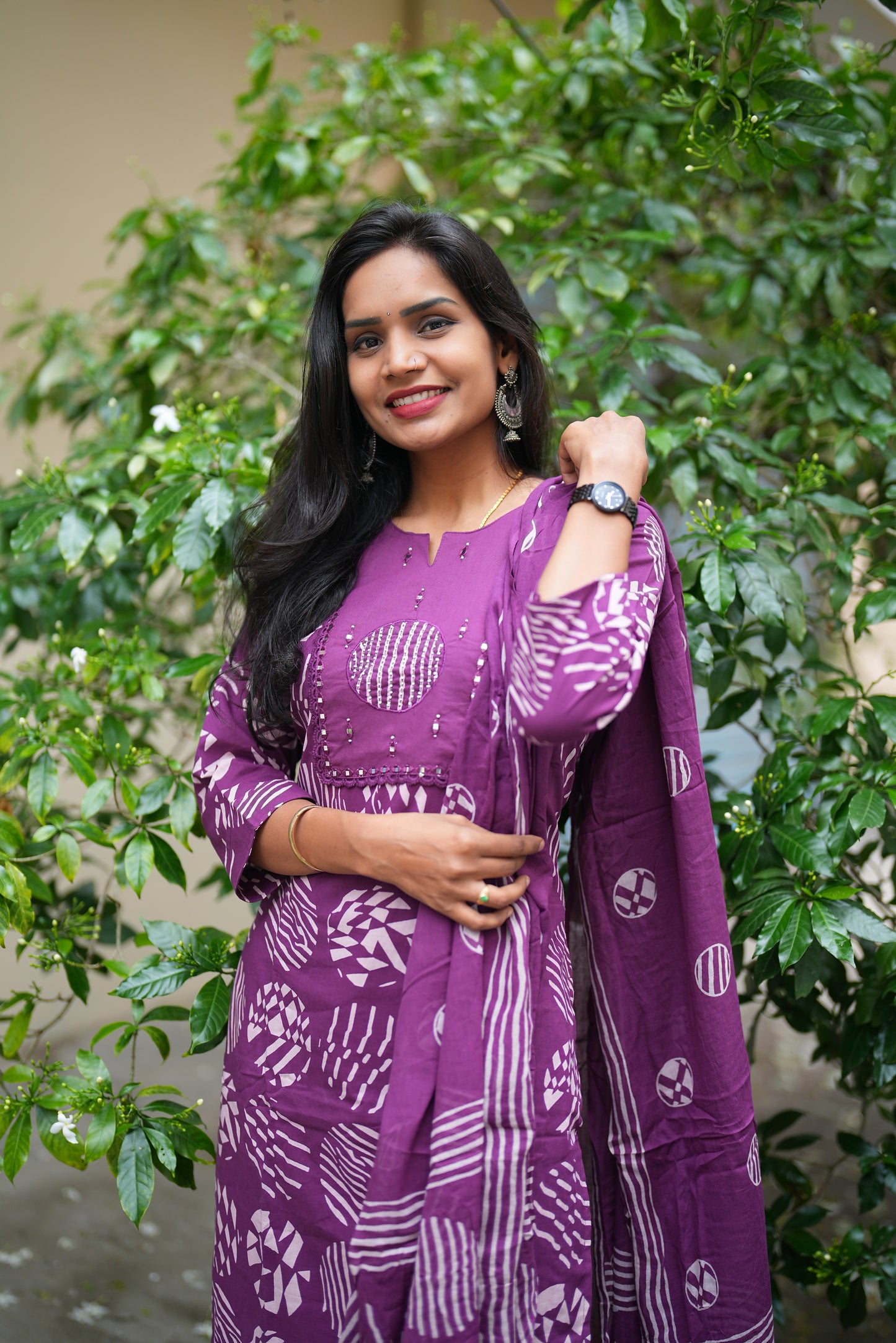 Wine Color Jaipur Cotton Office Wear 3 Piece Set With Complete Lining