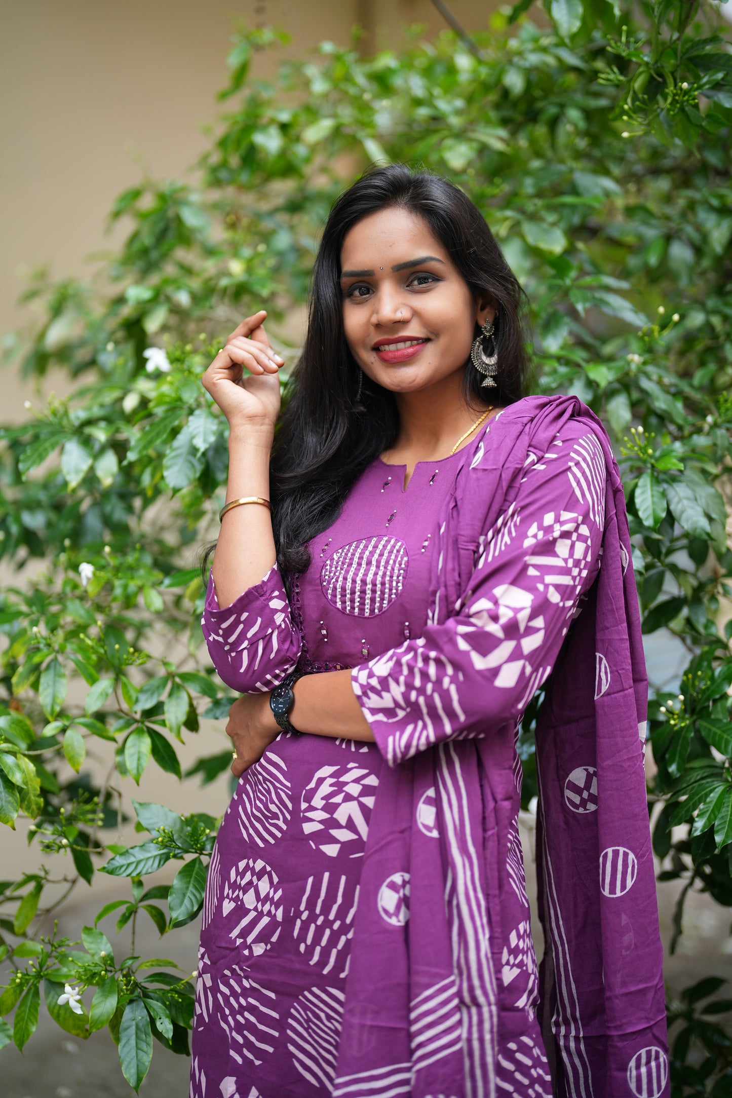 Wine Color Jaipur Cotton Office Wear 3 Piece Set With Complete Lining