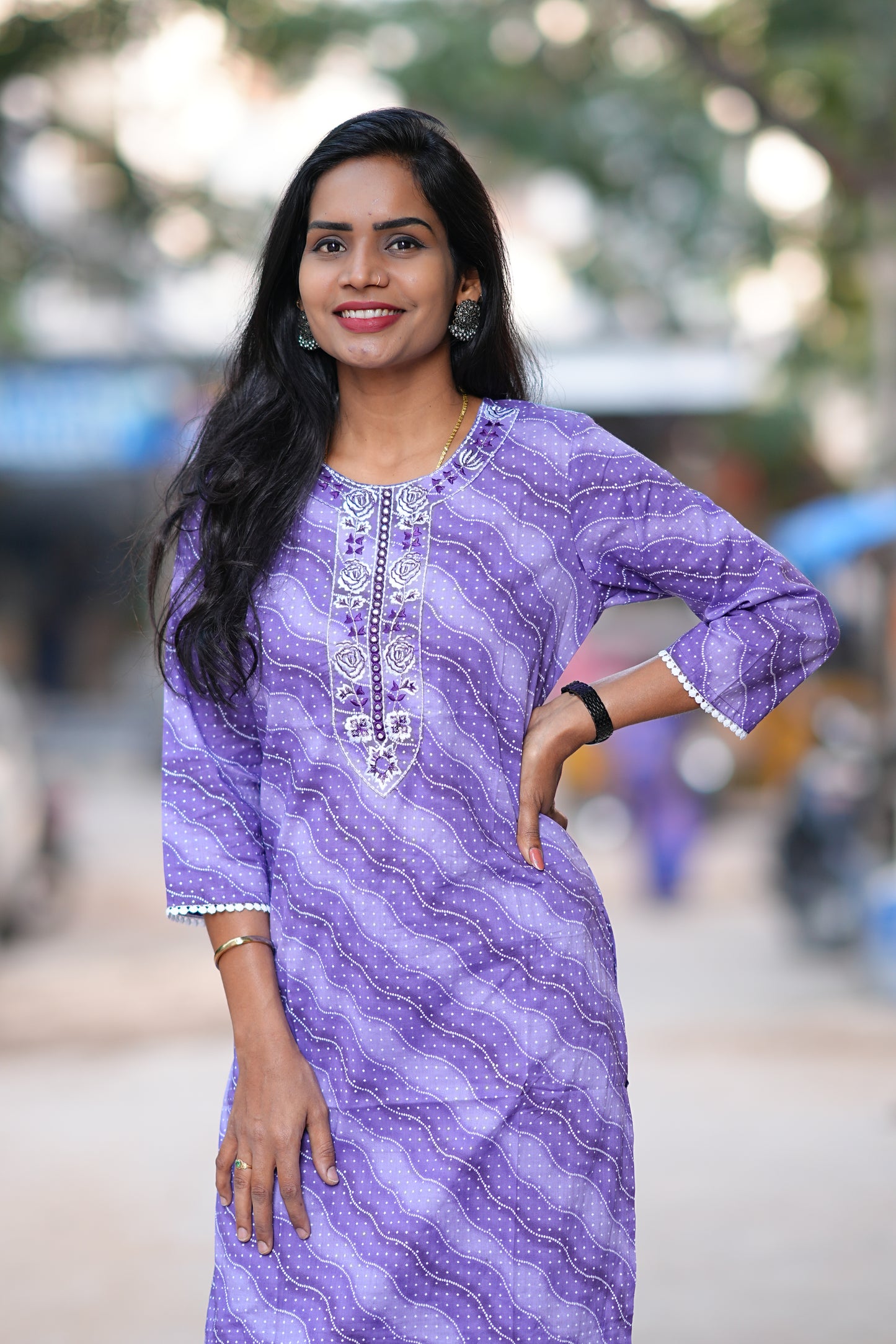Lavender Color Office Wear Kurta With Embriodary Work in Jaipur Cotton