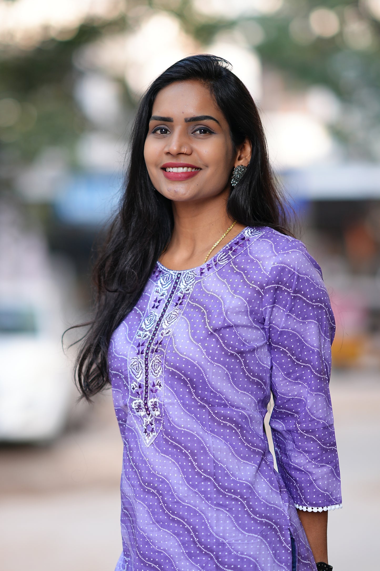 Lavender Color Office Wear Kurta With Embriodary Work in Jaipur Cotton