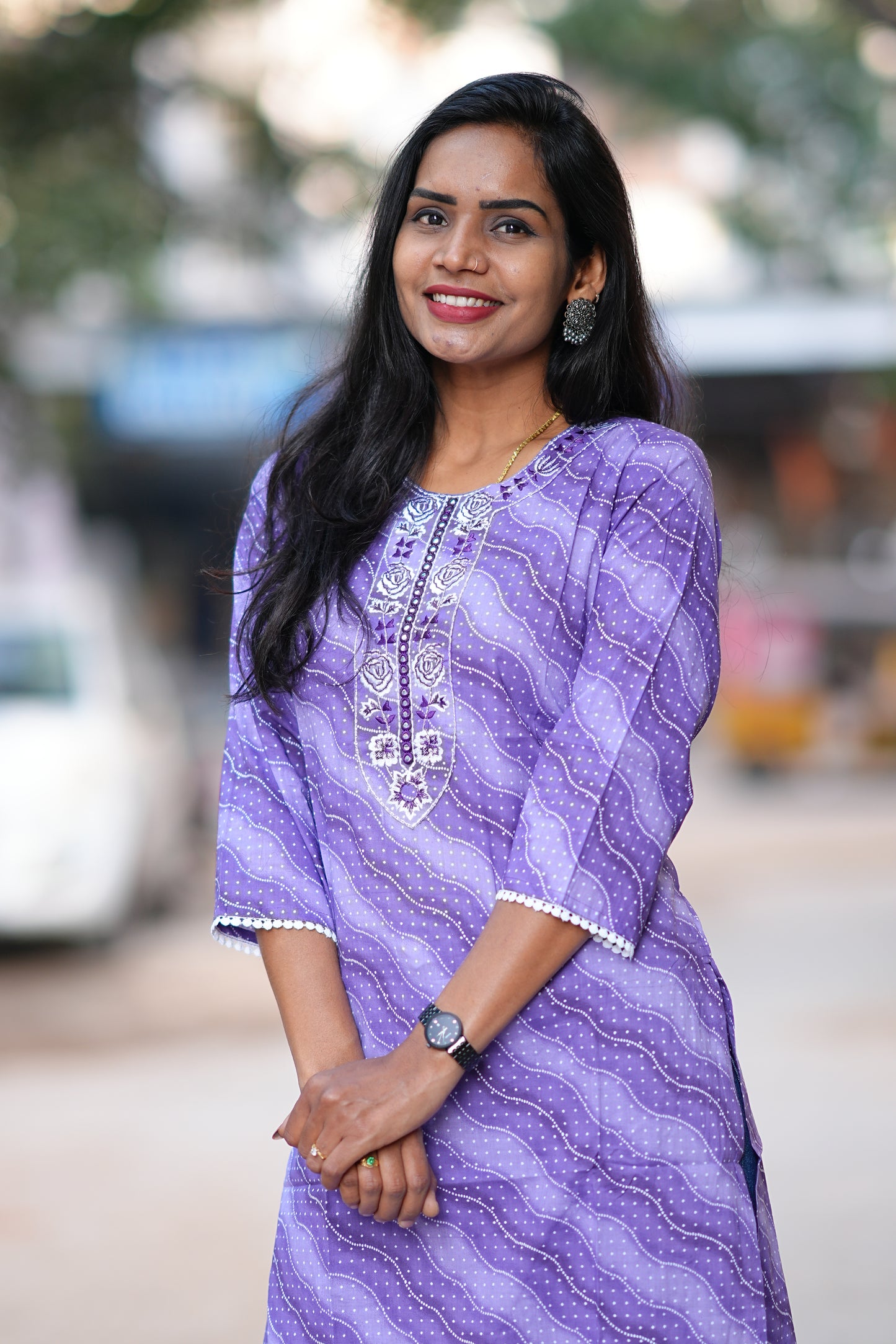 Lavender Color Office Wear Kurta With Embriodary Work in Jaipur Cotton