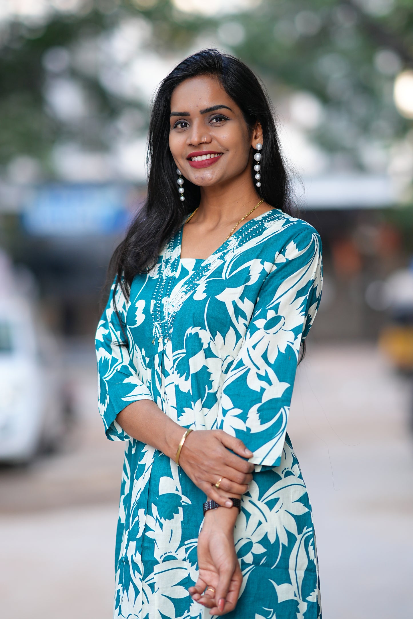 Teal Green Color Jaipuri Cotton office Wear Cord Set