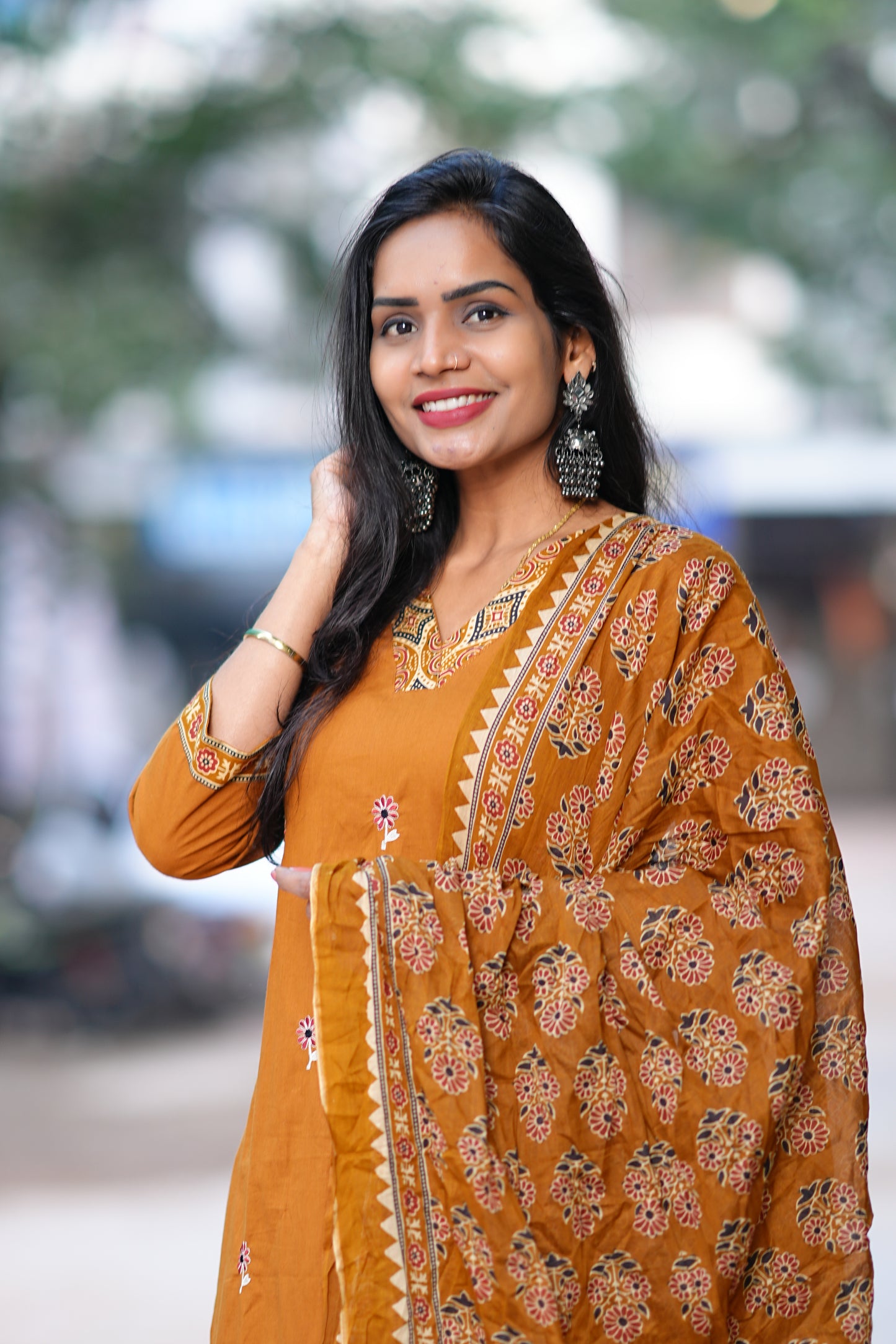 Brown Color Jaipur Cotton 3 Piece Set With Full Lining and Embroidery Work