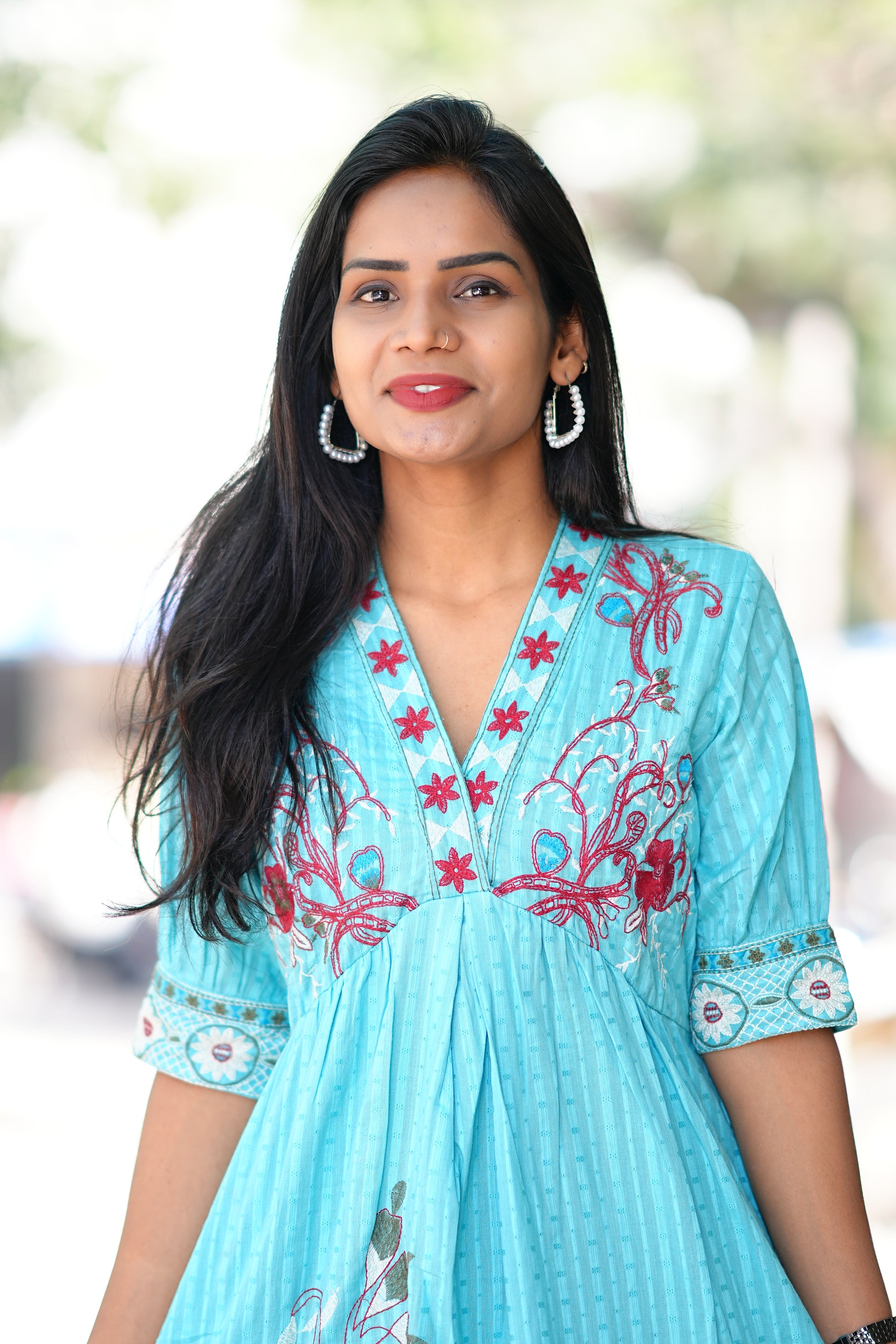 Aqua Blue Color Party Wear Maxi With Embroidery Work and Complete Lini –  SrivalliCollection