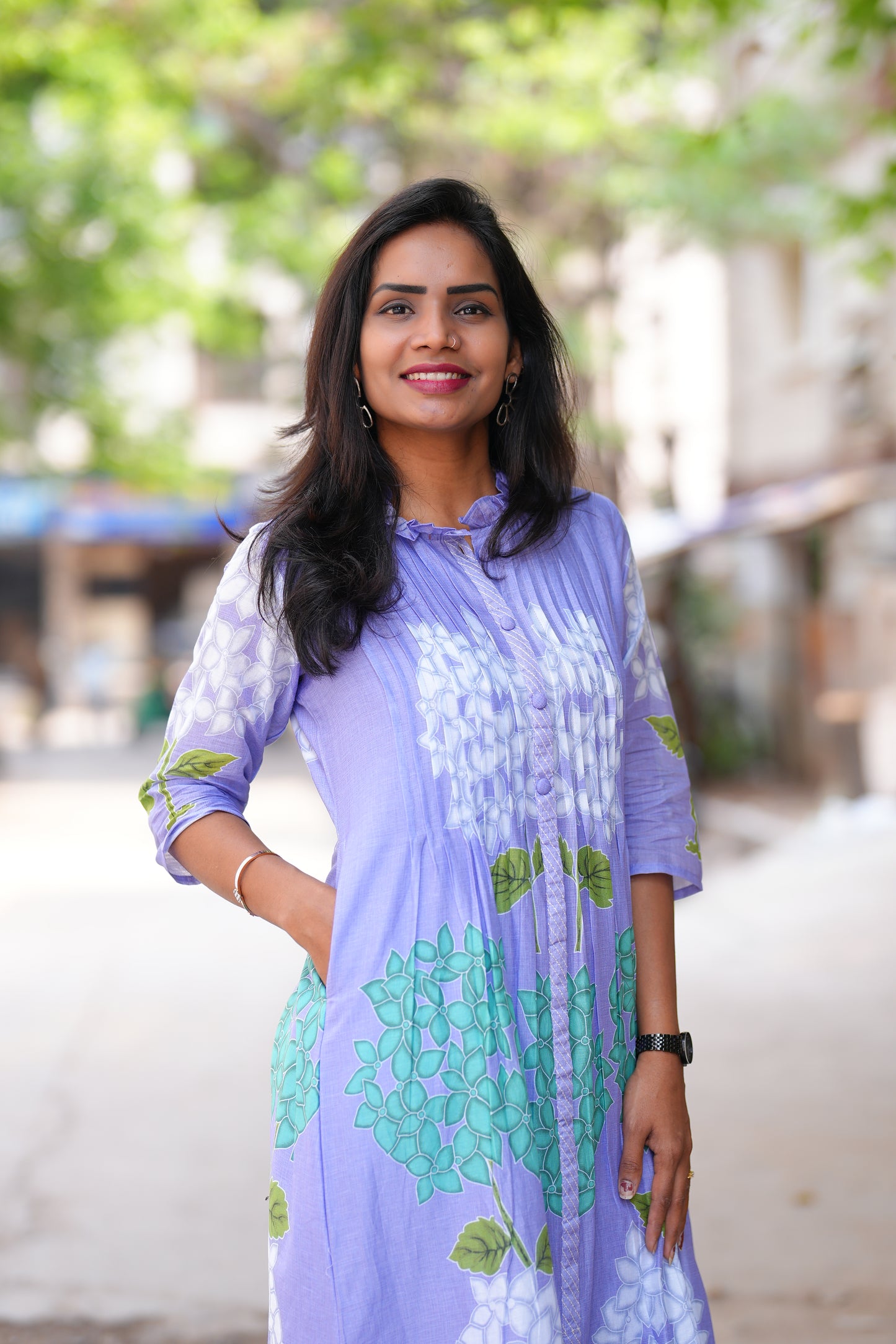 Lavender Color Pure Mul Cotton Designer Wear Cord Set with Lining