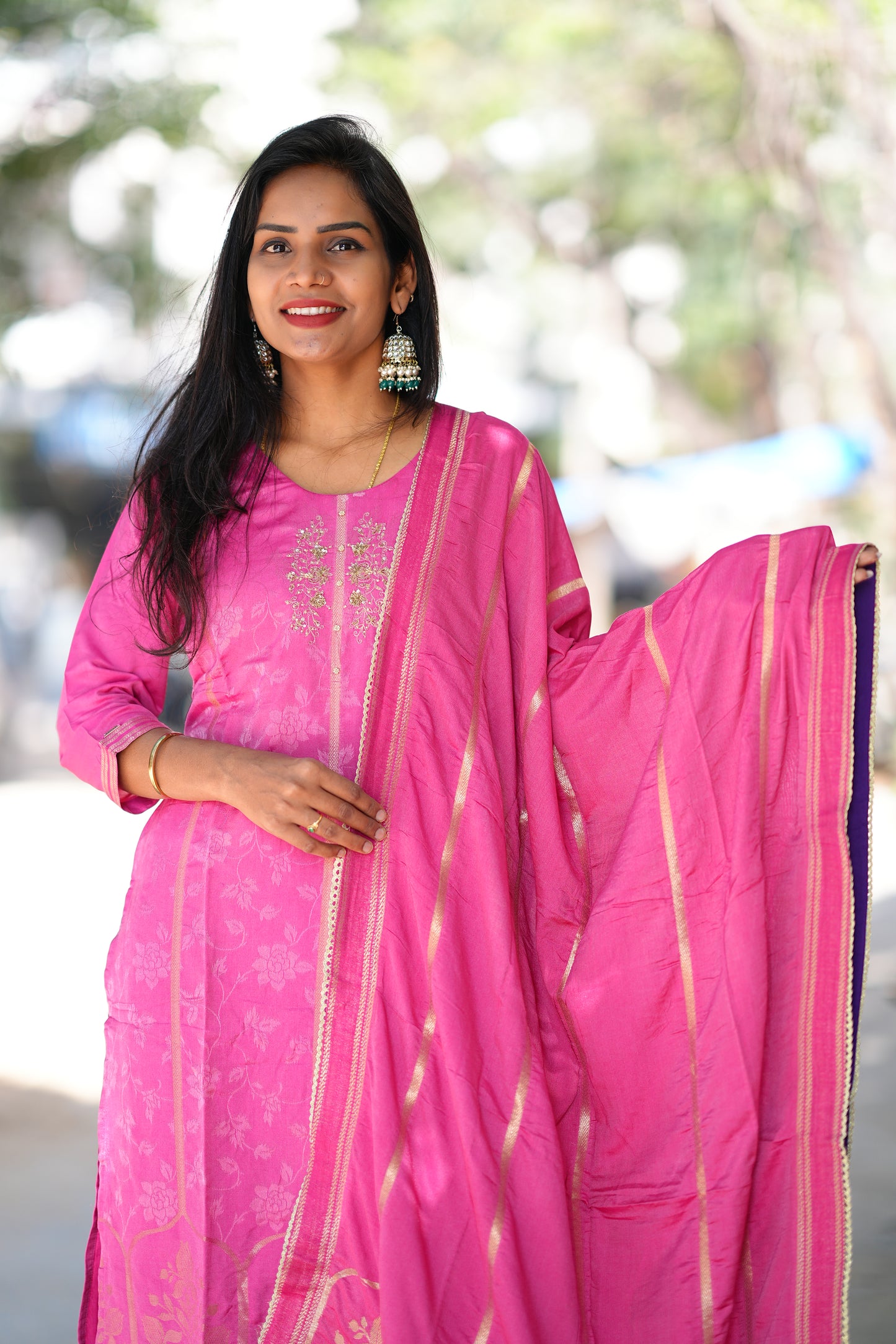 Banarasi Weaving Preium Viscose Fabric Duppata Set