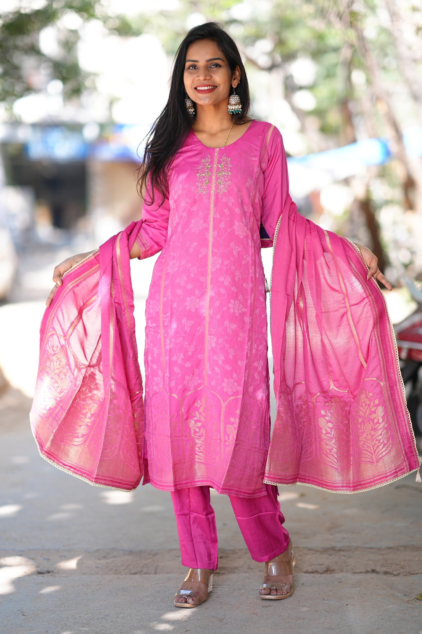 Banarasi Weaving Preium Viscose Fabric Duppata Set