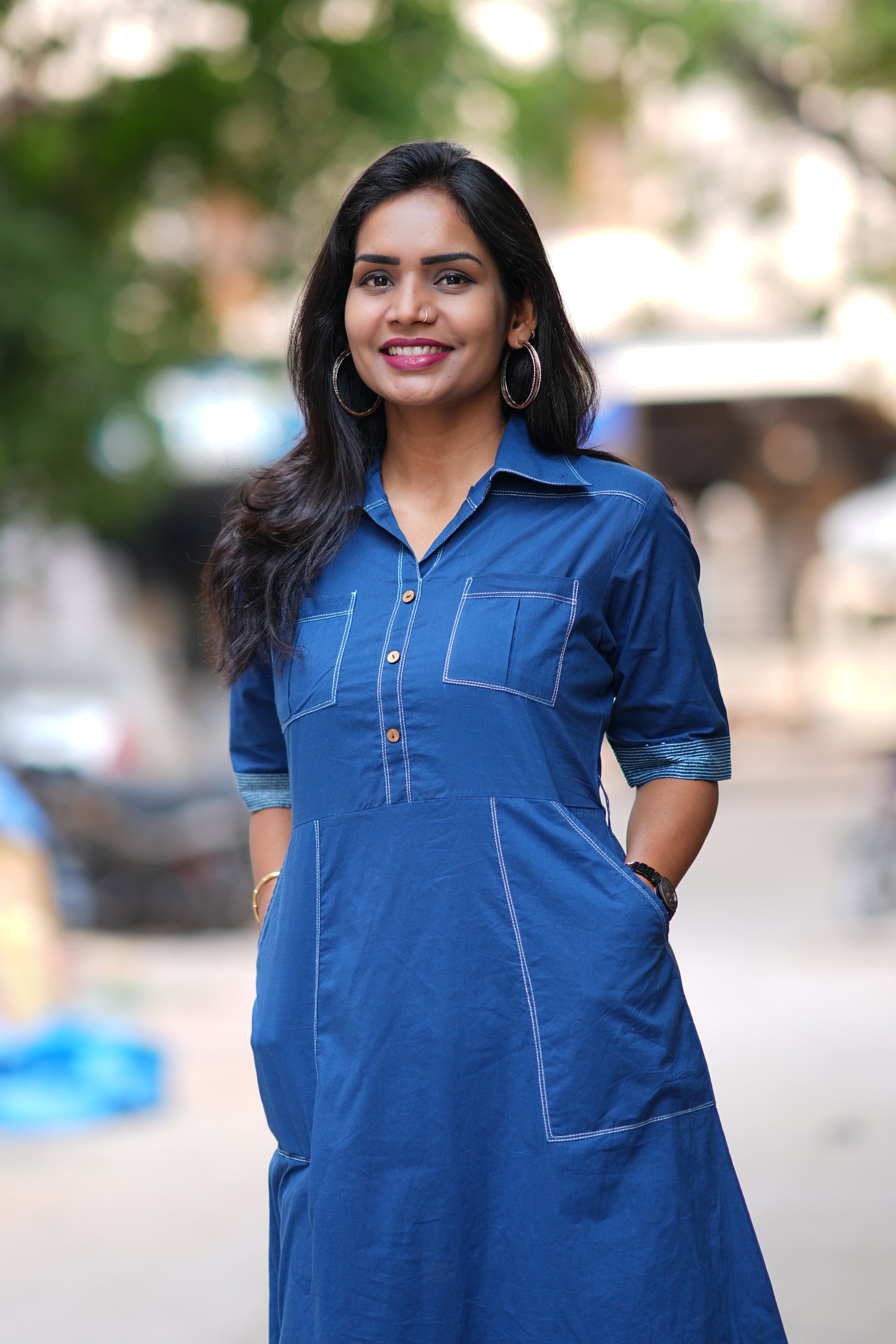 Blue Color Jaipur Cotton Stylish Frock