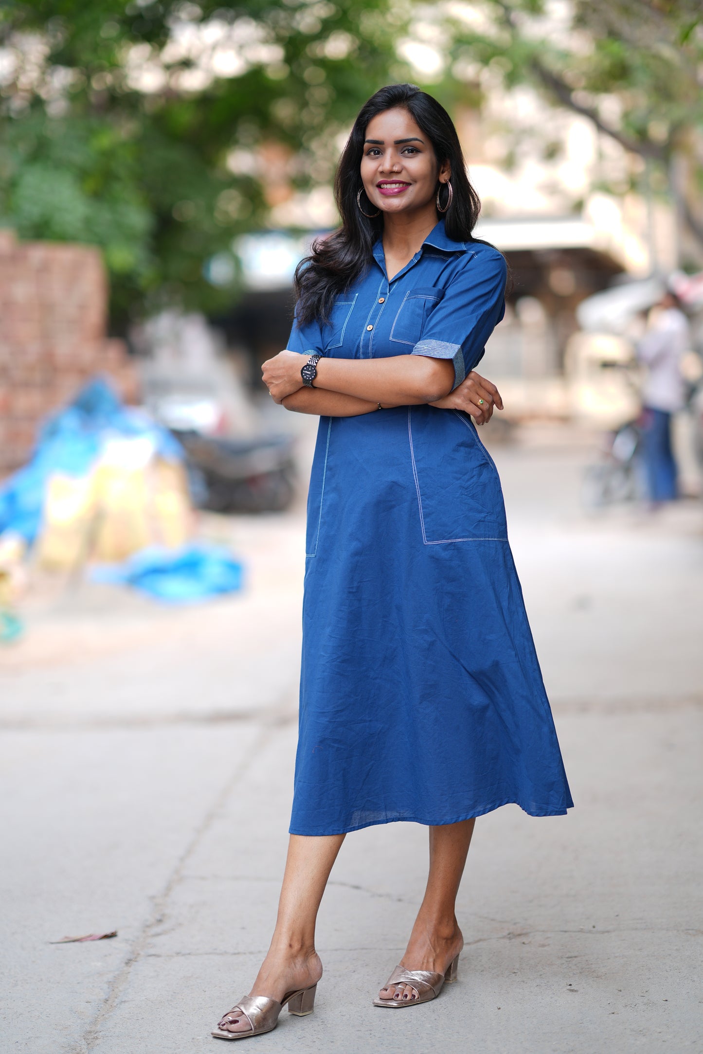 Blue Color Jaipur Cotton Stylish Frock